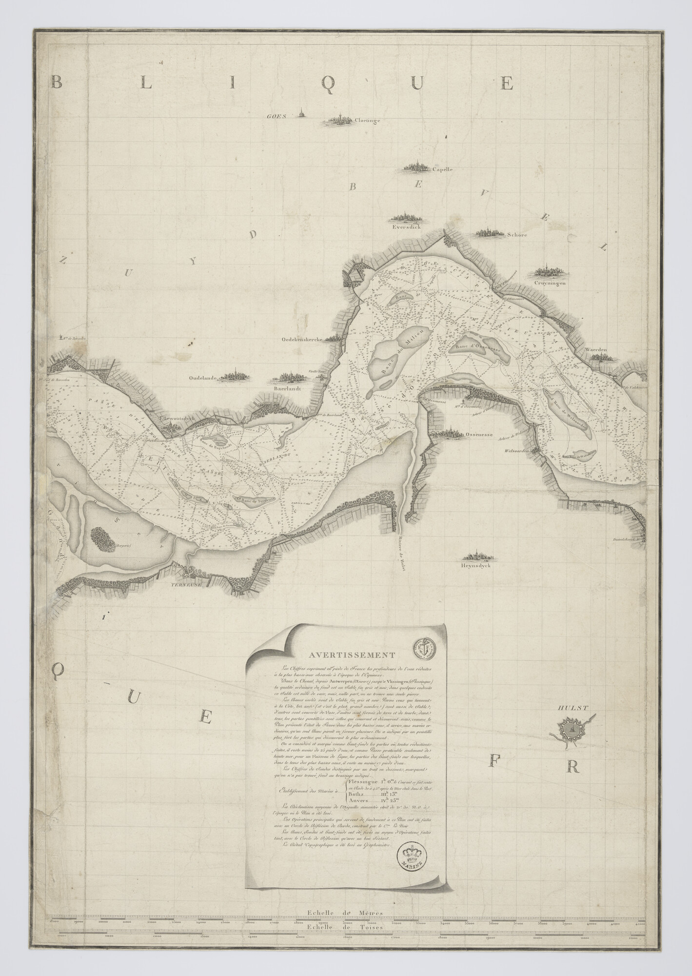 A.5596; Kaart in drie delen van de Schelde; rivierkaart