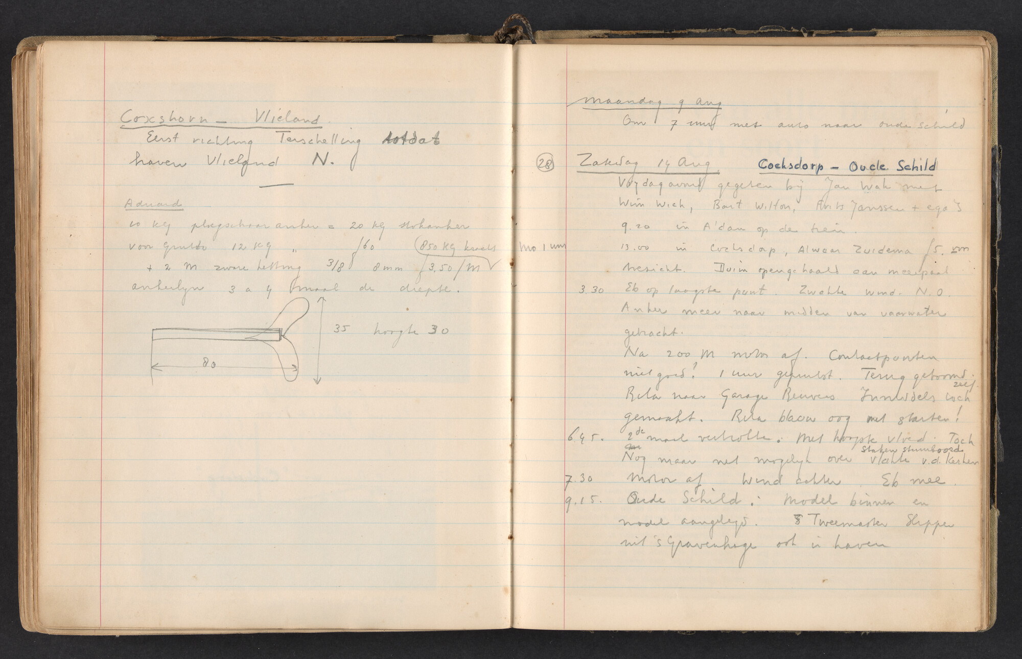 2017.0791; Logboek c.q. fotoalbum van reizen met zeeschouw Grutto in Nederland, 1952-1954; logboek