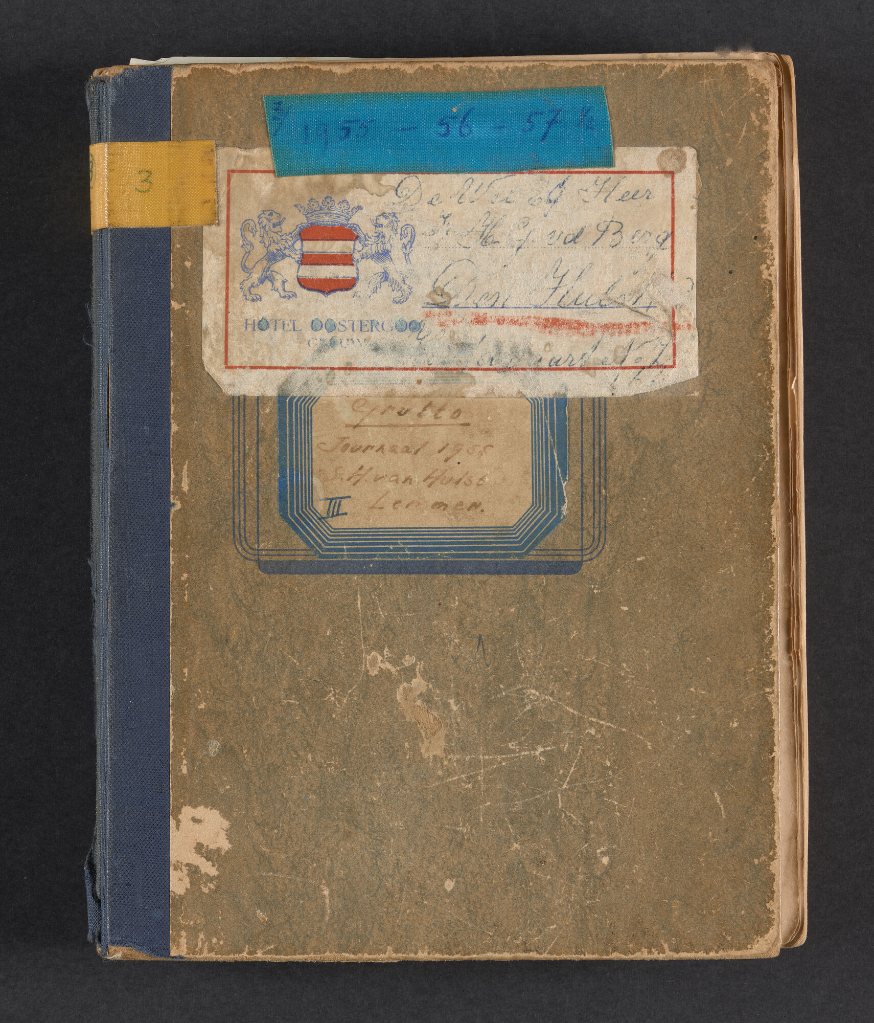 2017.0792; Logboek c.q. fotoalbum van reizen met zeeschouw Grutto in Nederland, 1955-1957; logboek