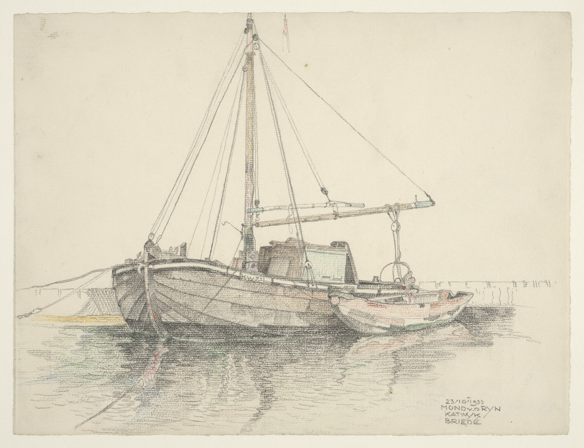 S.4364(04); De bom 'KW 72' met vlet aan de kade; tekening