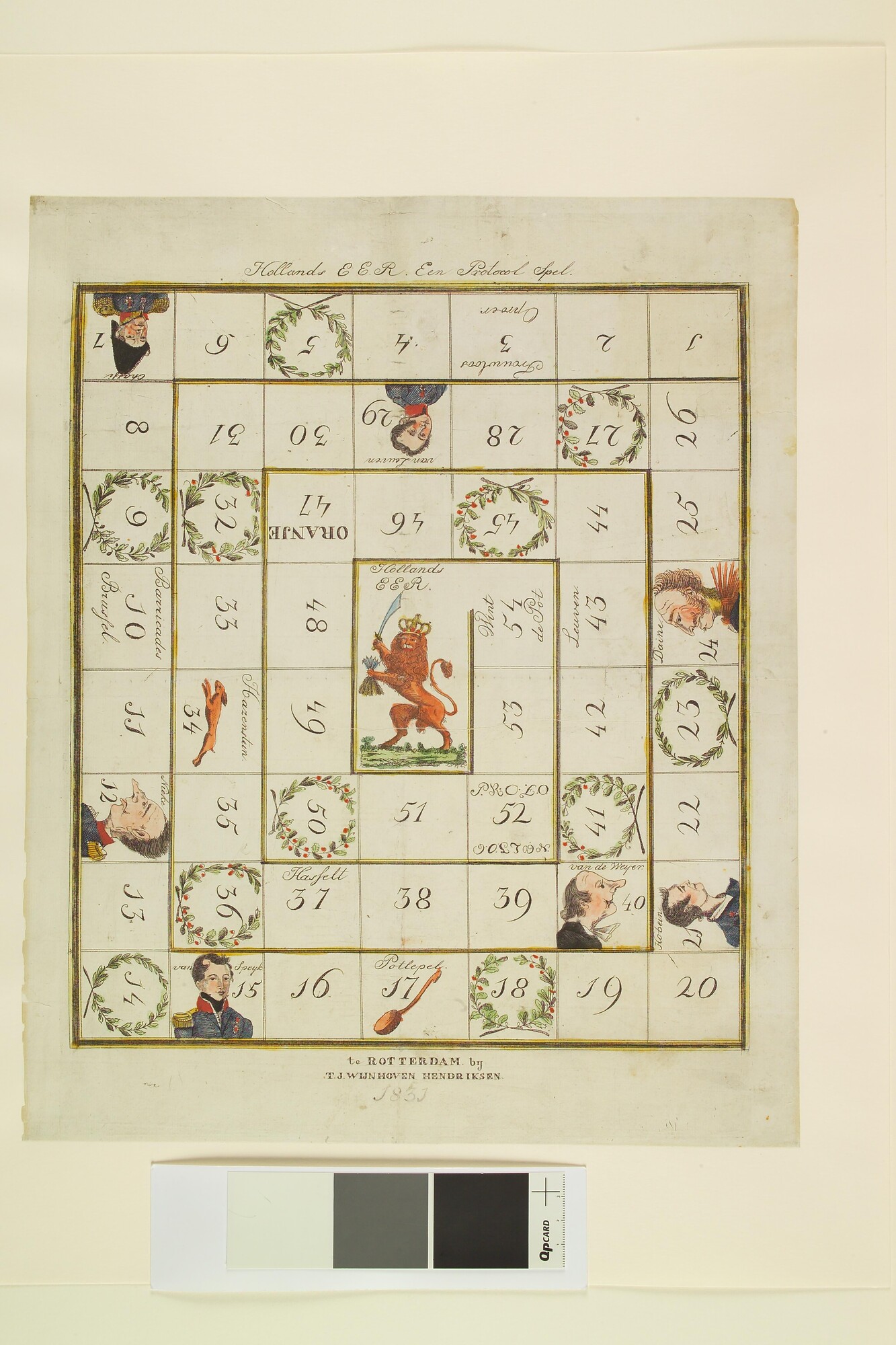 A.3211(02); Bordspel met als onderwerp de Belgische Opstand; prent