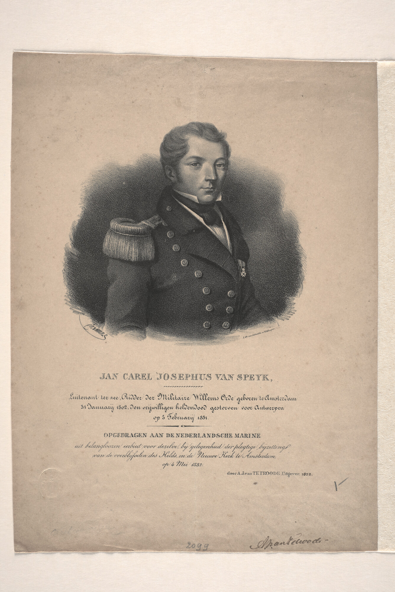 A.0964(01)64; Portret van J.C.J. van Speyk; prent