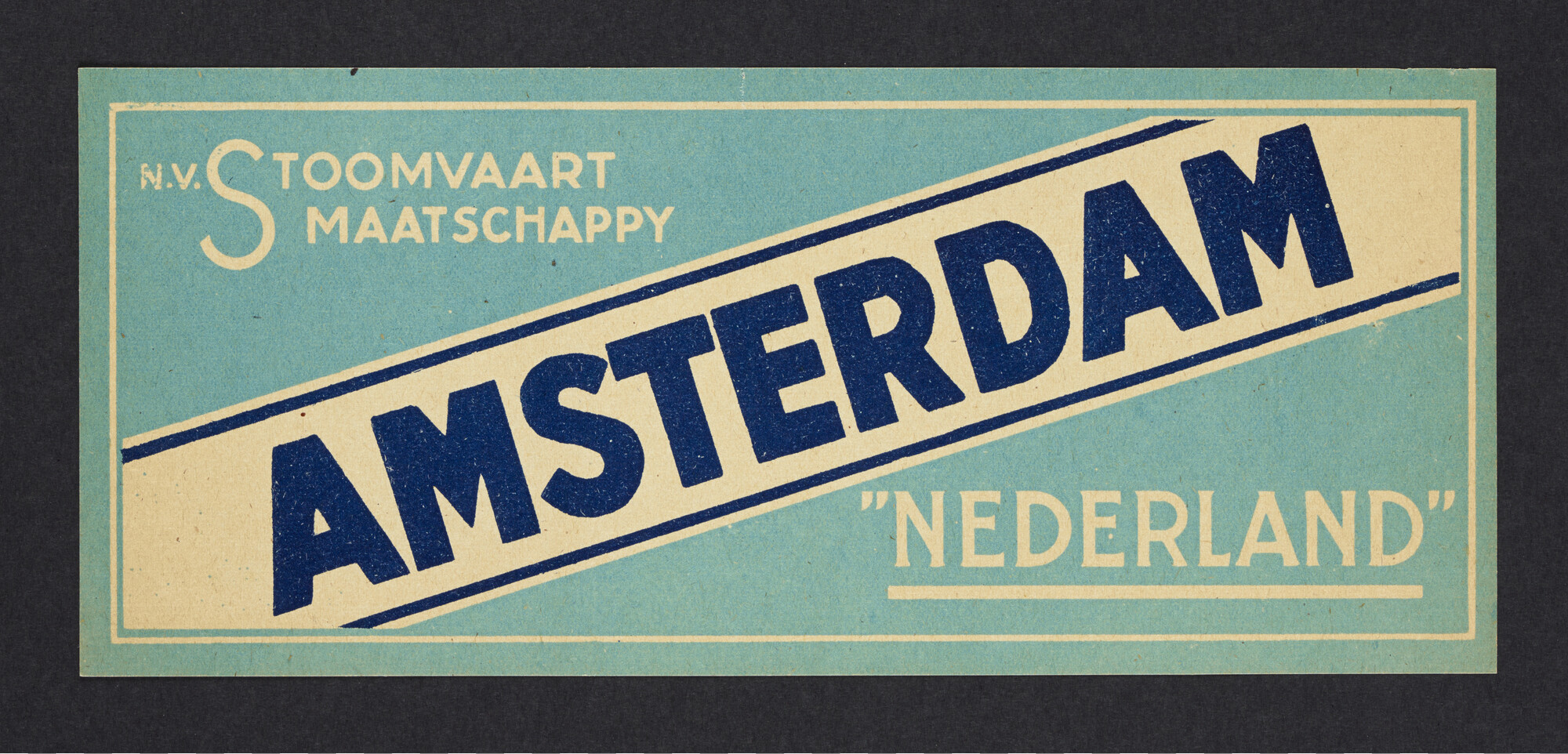 2020.0017; Kofferlabel van de Stoomvaart Maatschappij "Nederland"; kofferlabel