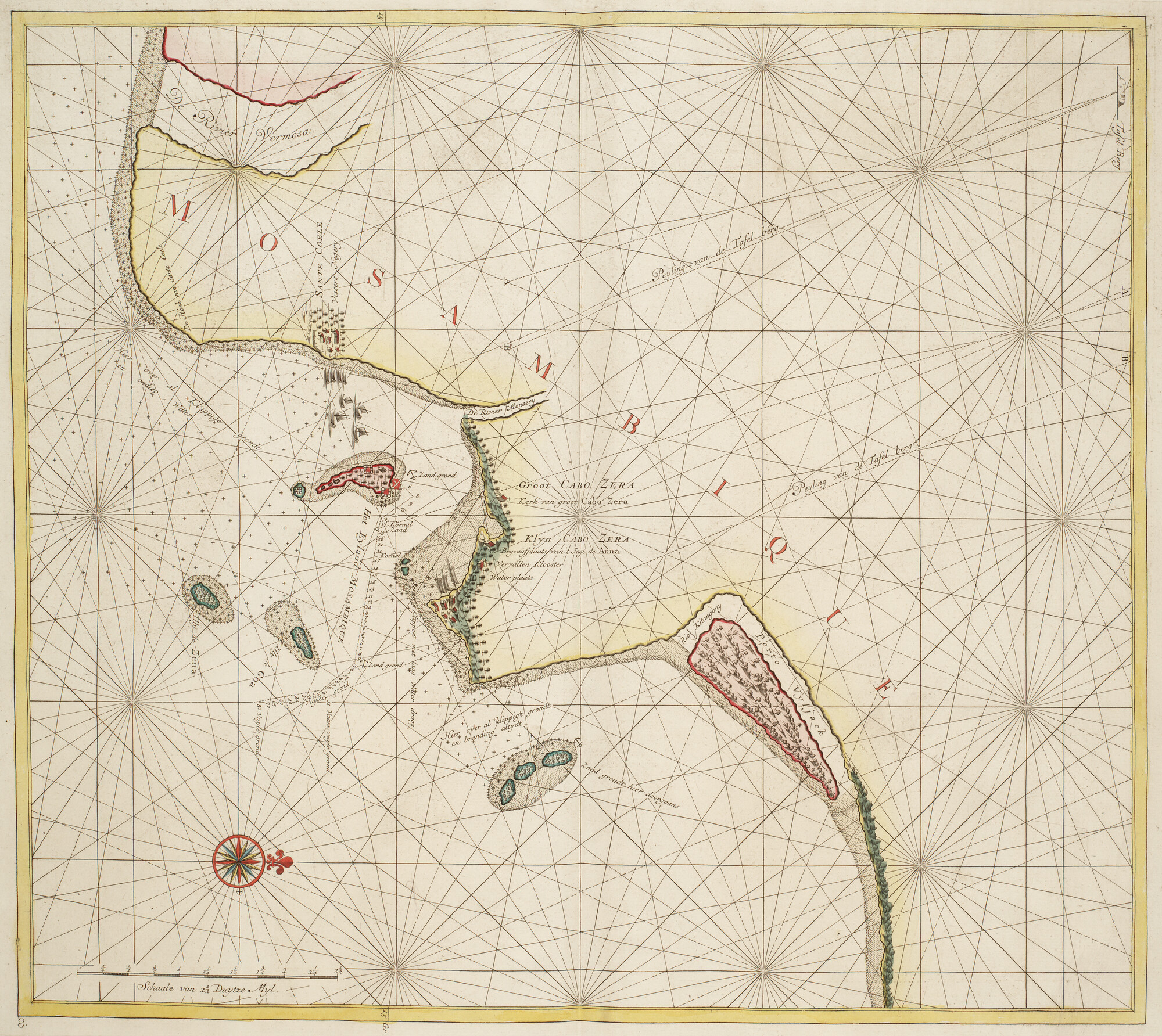 B.0032(109)6 [kaart 023]; Zeekaart van een deel van de kust van Mozambique, met het eiland Mozambique; zeekaart