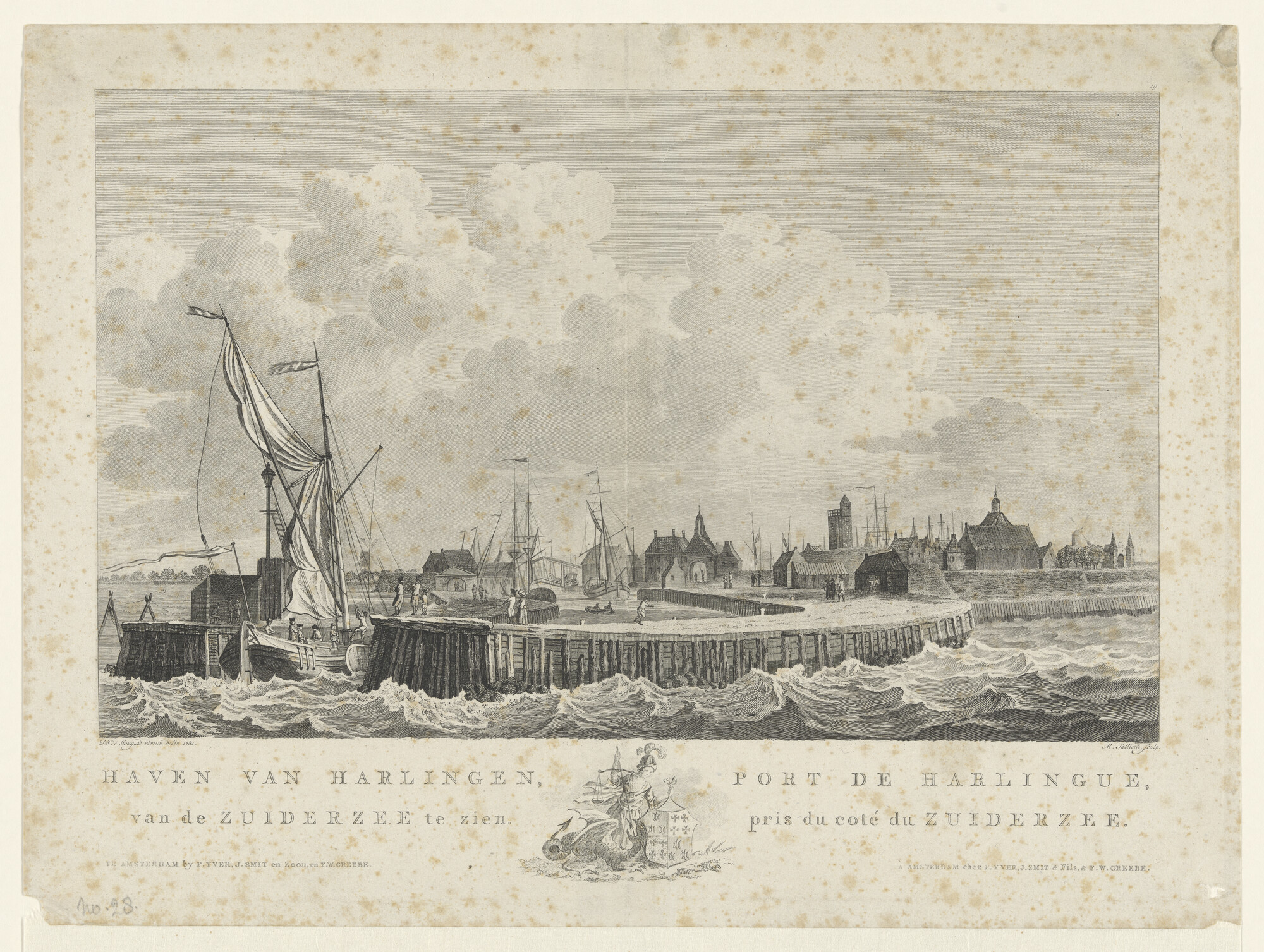 A.0149(0739); Haven van Harlingen, van de Zuiderzee te zien; prent