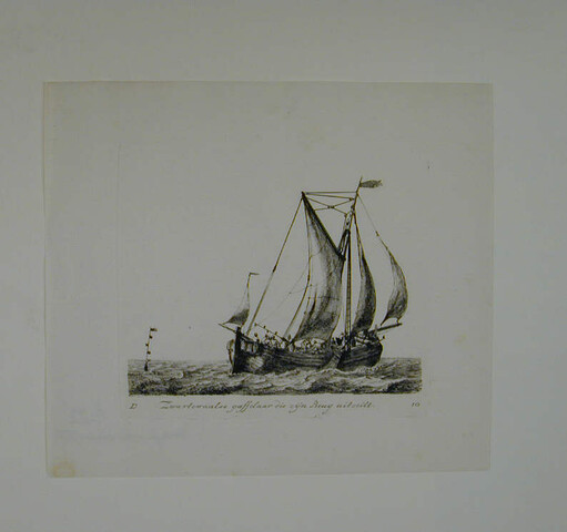 A.0149(0118); Prent van een Zwartewaalse gaffelaar, die zijn beug uitzeilt; prent