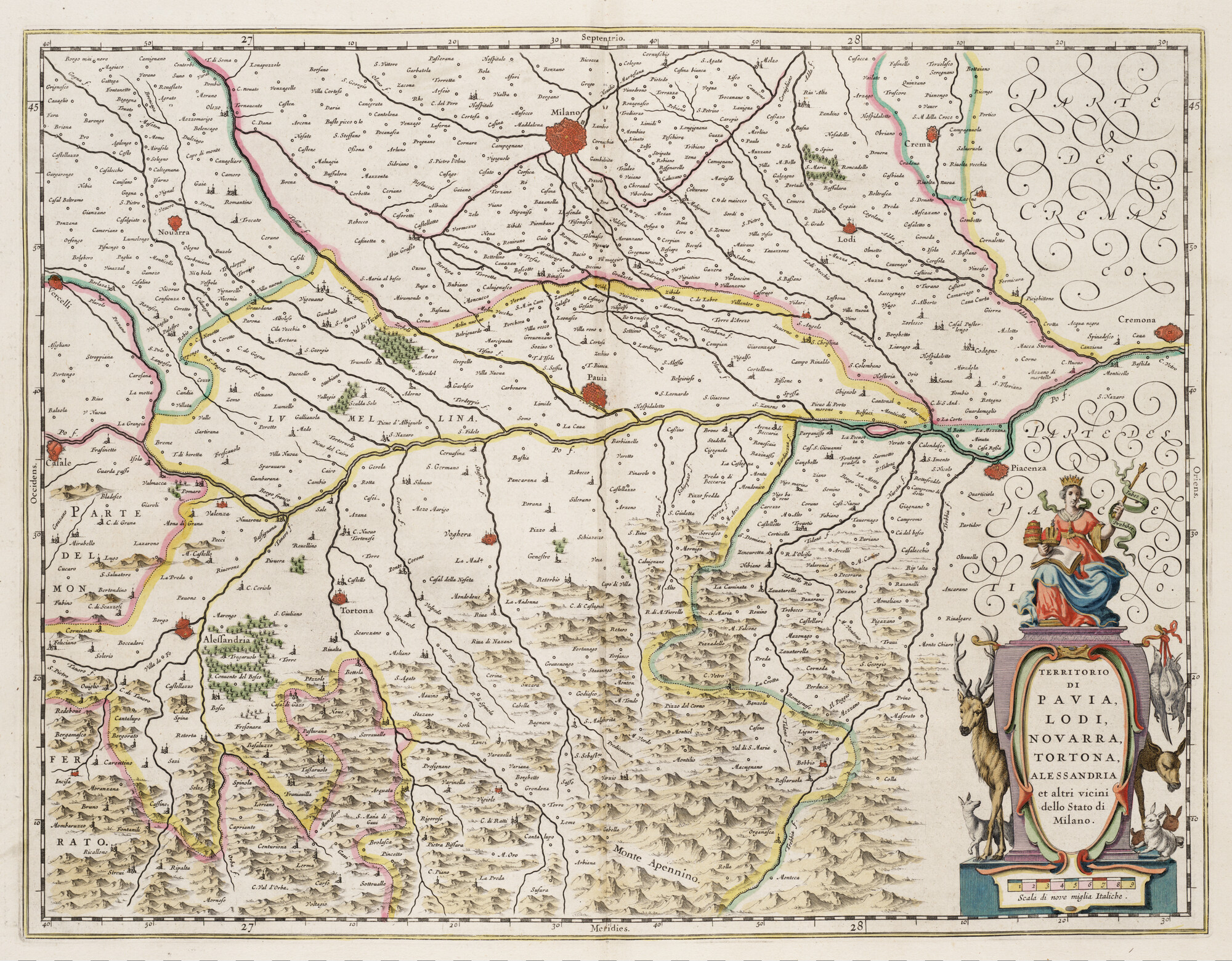 S.1034(07) [kaart 015]; Kaart van het zuiden van Milano. Uit het zevende deel van de Grooten Atlas van Joan Blaeu; landkaart