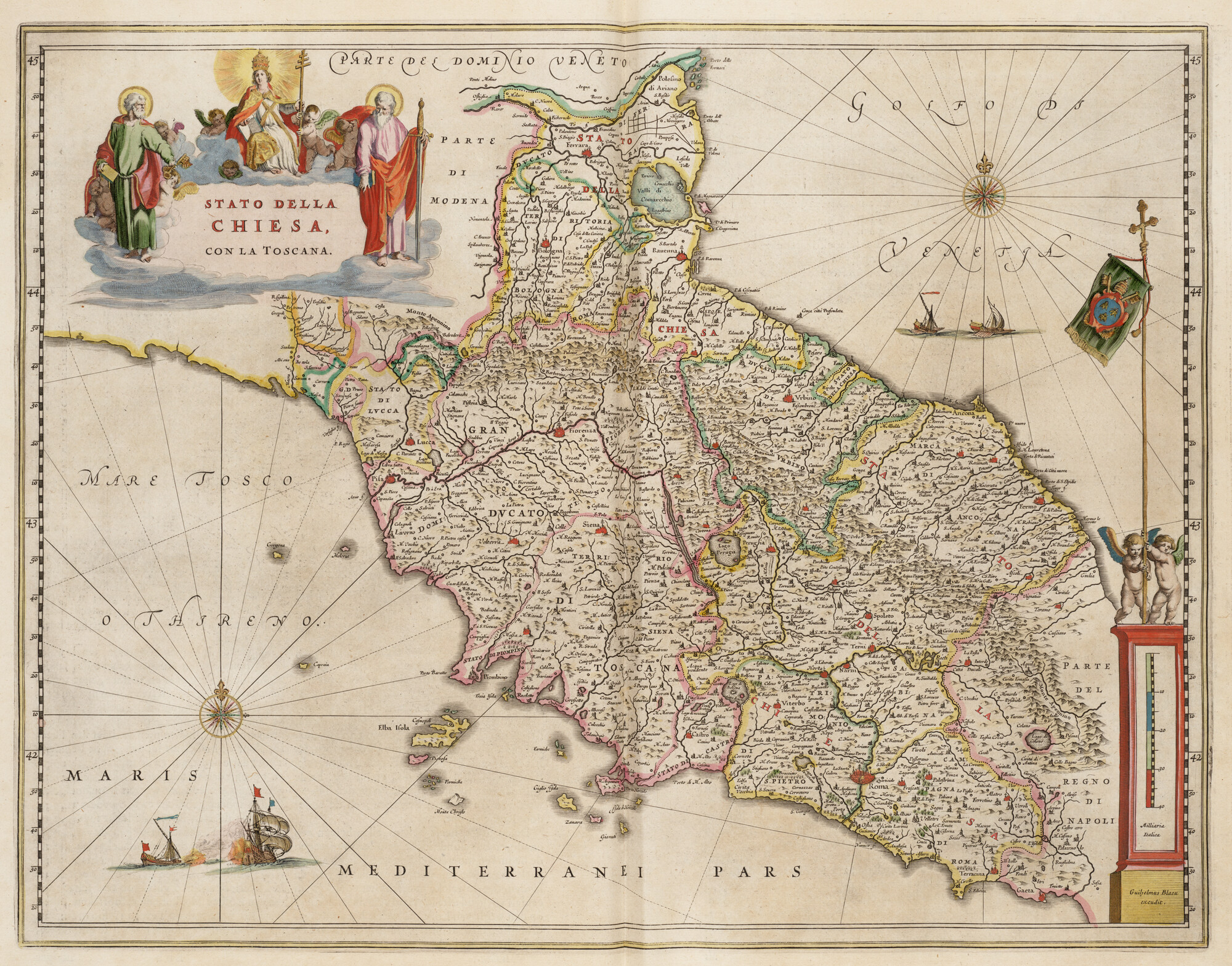 S.1034(07) [kaart 034]; Kaart van Kerkelijke Staat, met Toscane; landkaart