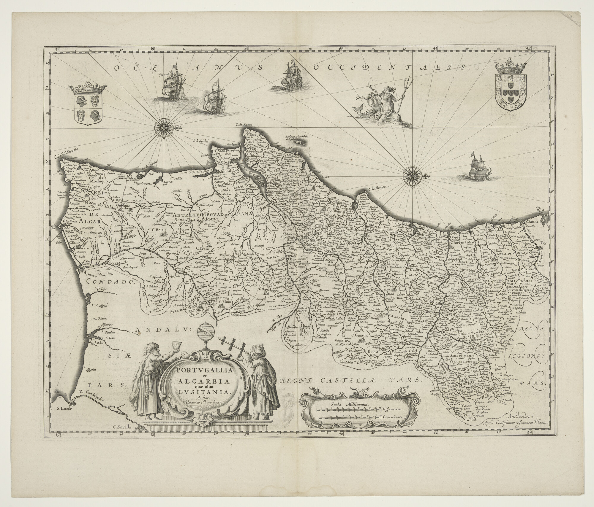 A.3845(01)027; Kaart van de Algarve en Lusitania in Zuid-Portugal naar Seco Fernando Alvares (1560); landkaart