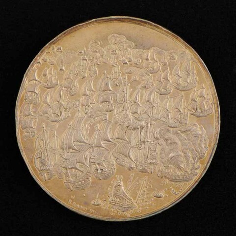 A.0023(105); Penning op de overwinning op de Spanjaarden bij Duins door Maarten Tromp, 1639; penning