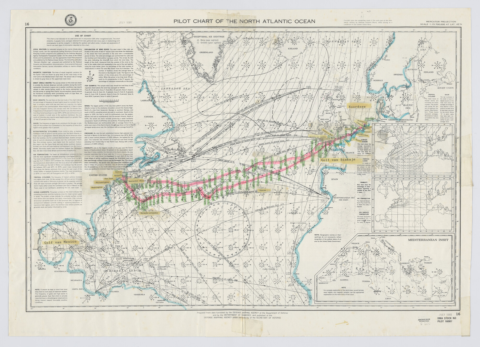 2019.1057-72; Pilot Chart of the North Atlantic Ocean; kaart