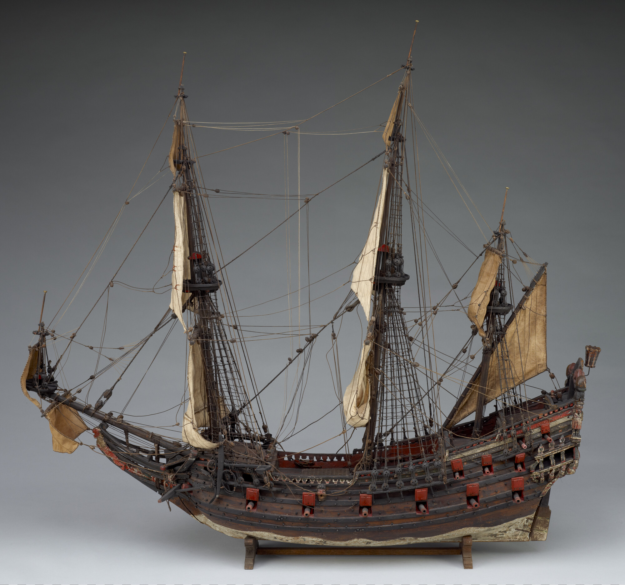 A.0115(02); Model van een pinas van 30 stukken; scheepsmodel
