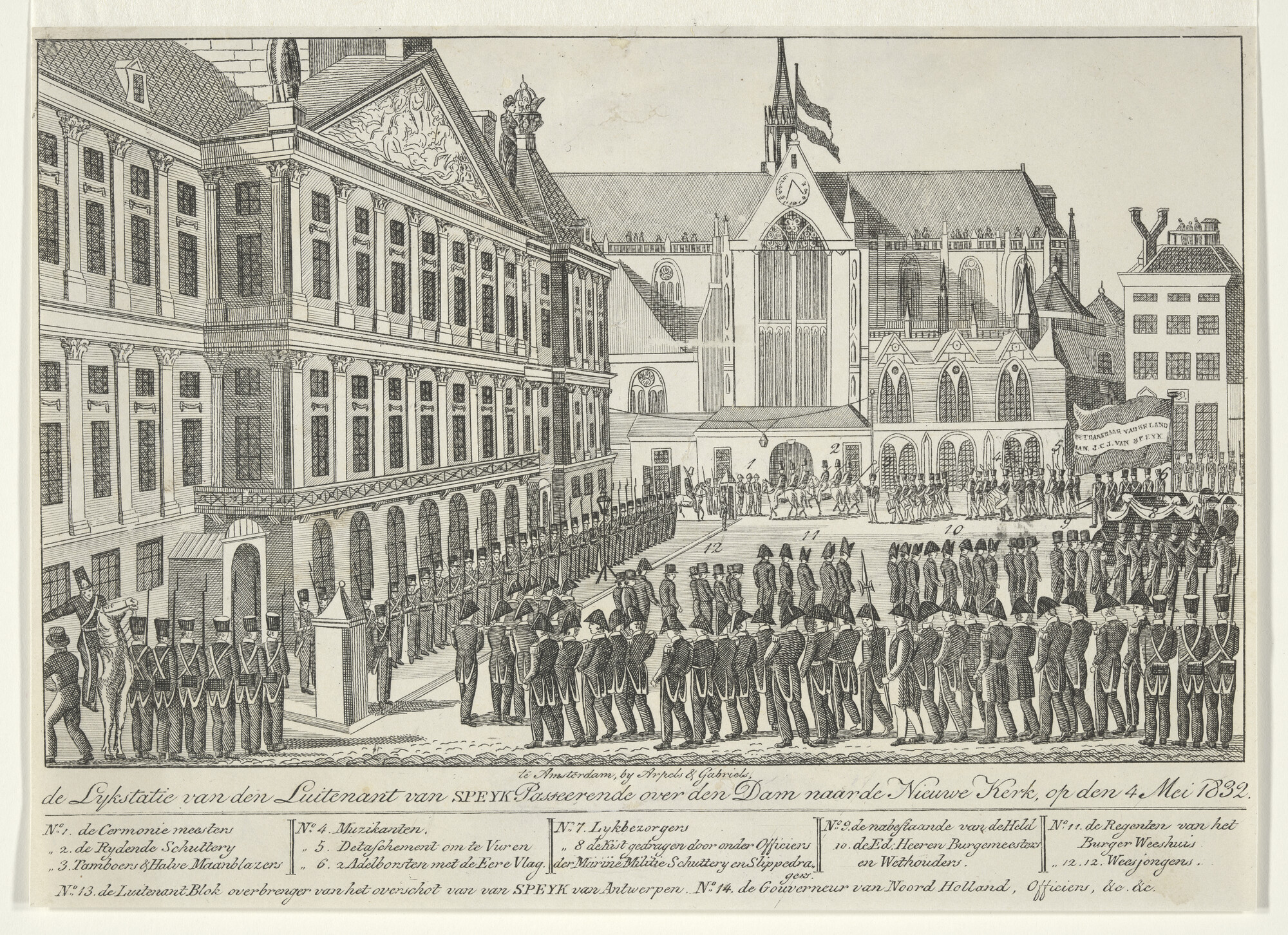 A.0482(03)38; Begrafenisstoet van Van Speyk op de Dam te Amsterdam; prent