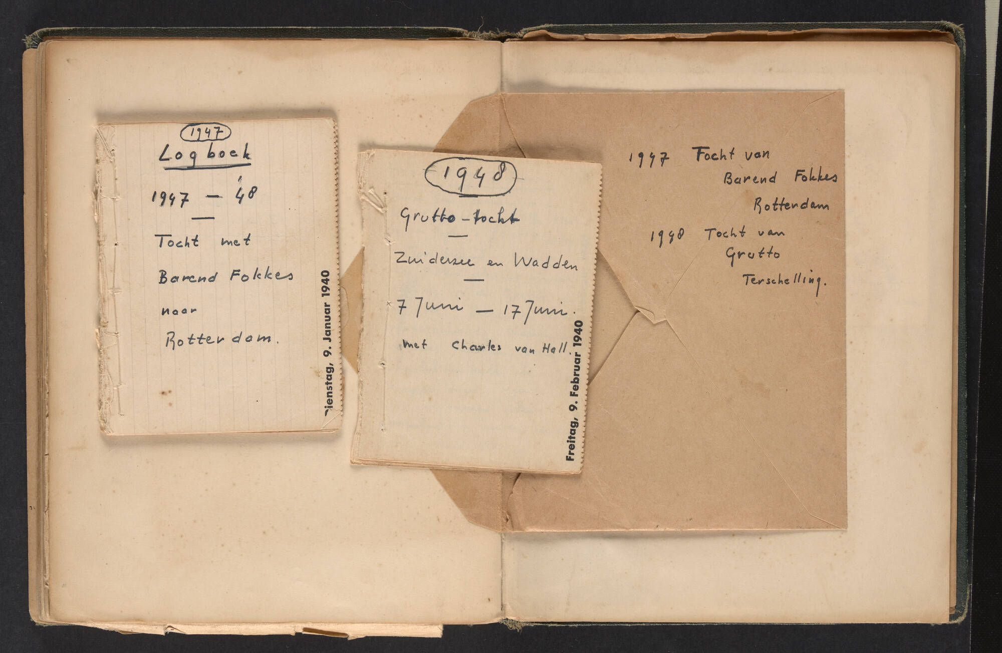 2017.0790; Logboek c.q. fotoalbum van reizen met zeeschouw Grutto in Nederland, 1949-1951; logboek