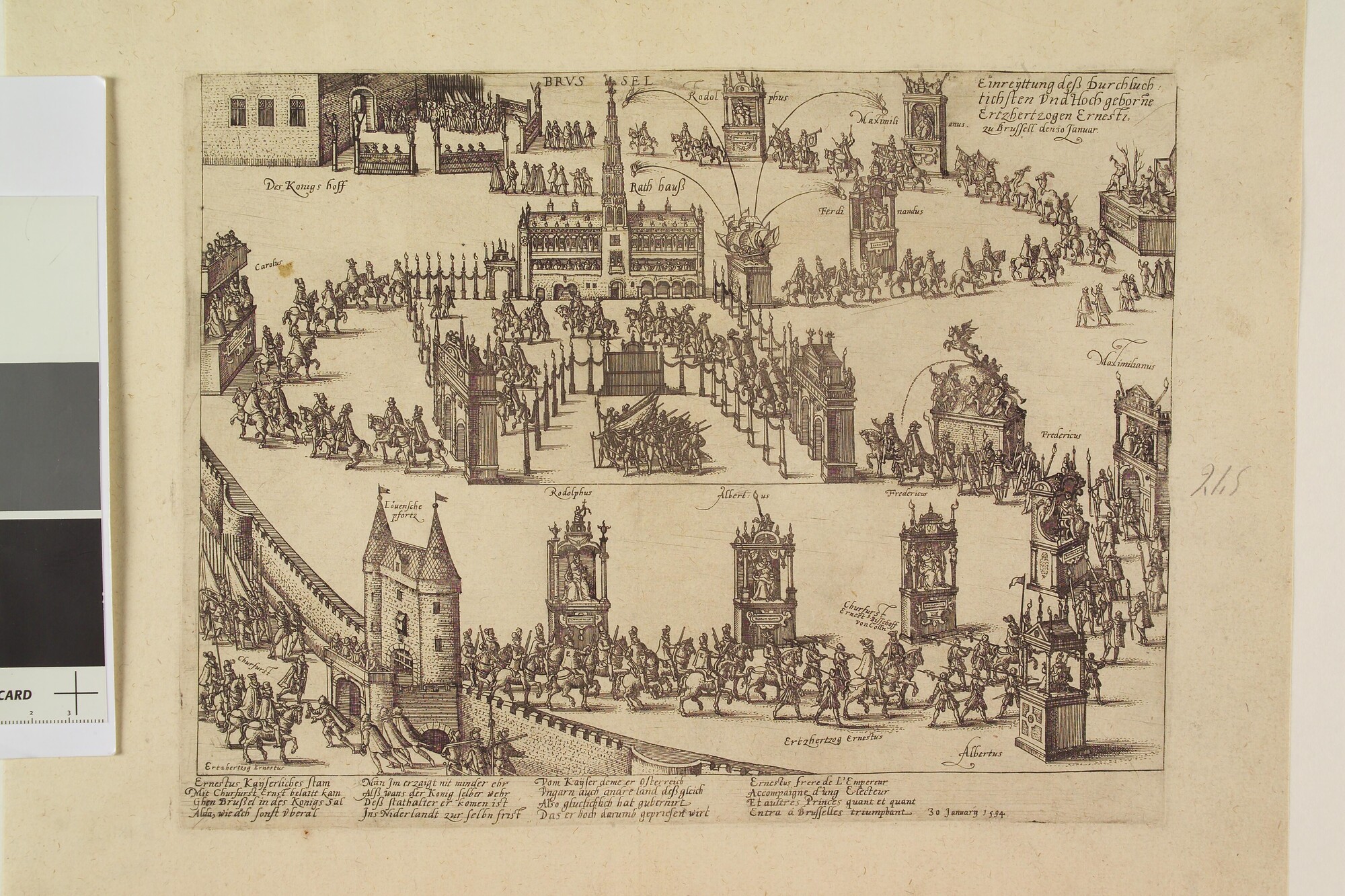 A.0145(027)307; Intocht van aartshertog Ernst in Brussel, 30 januari 1594; prent