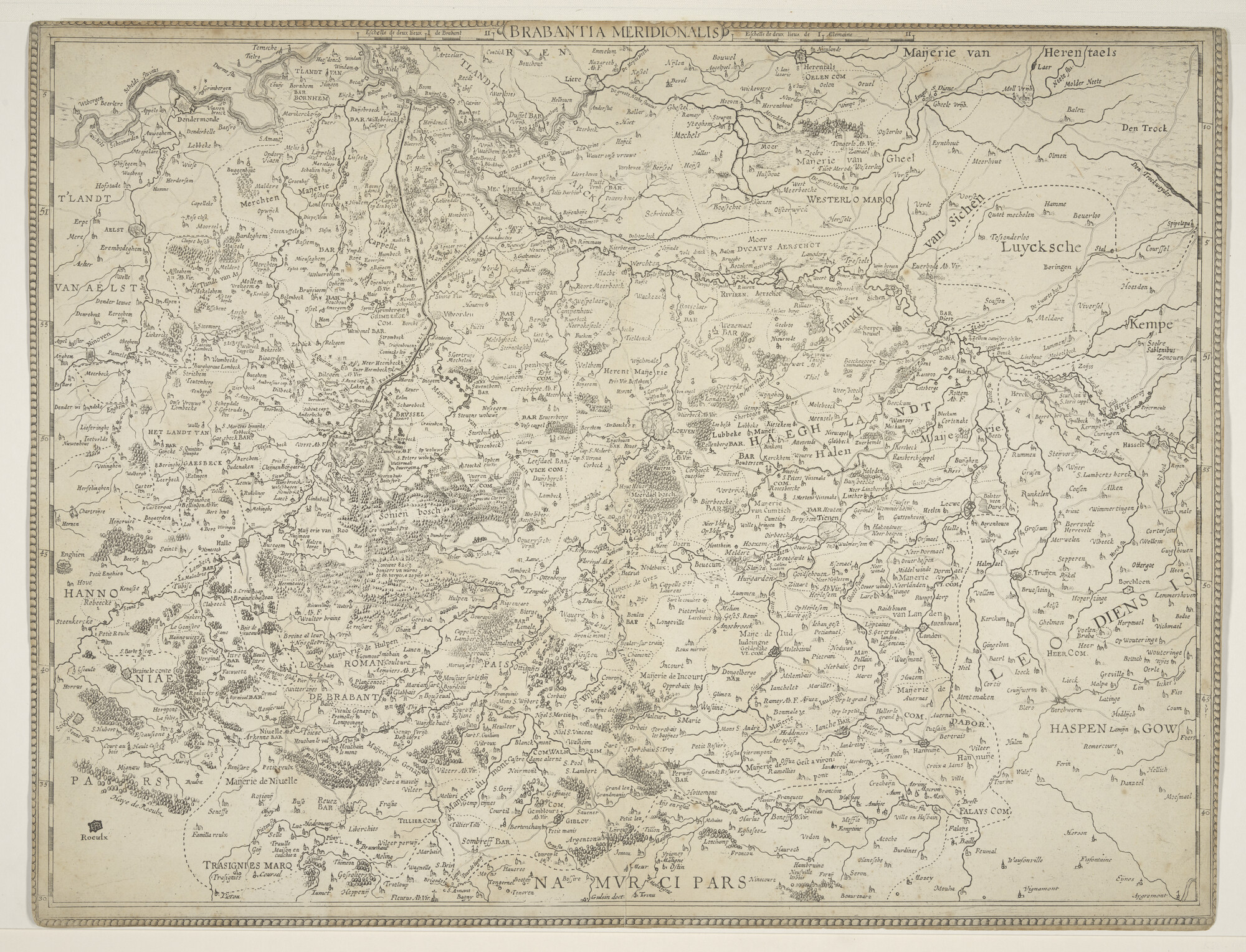 A.0145(213)03; Wandkaart in vier losse bladen van het hertogdom Brabant; landkaart