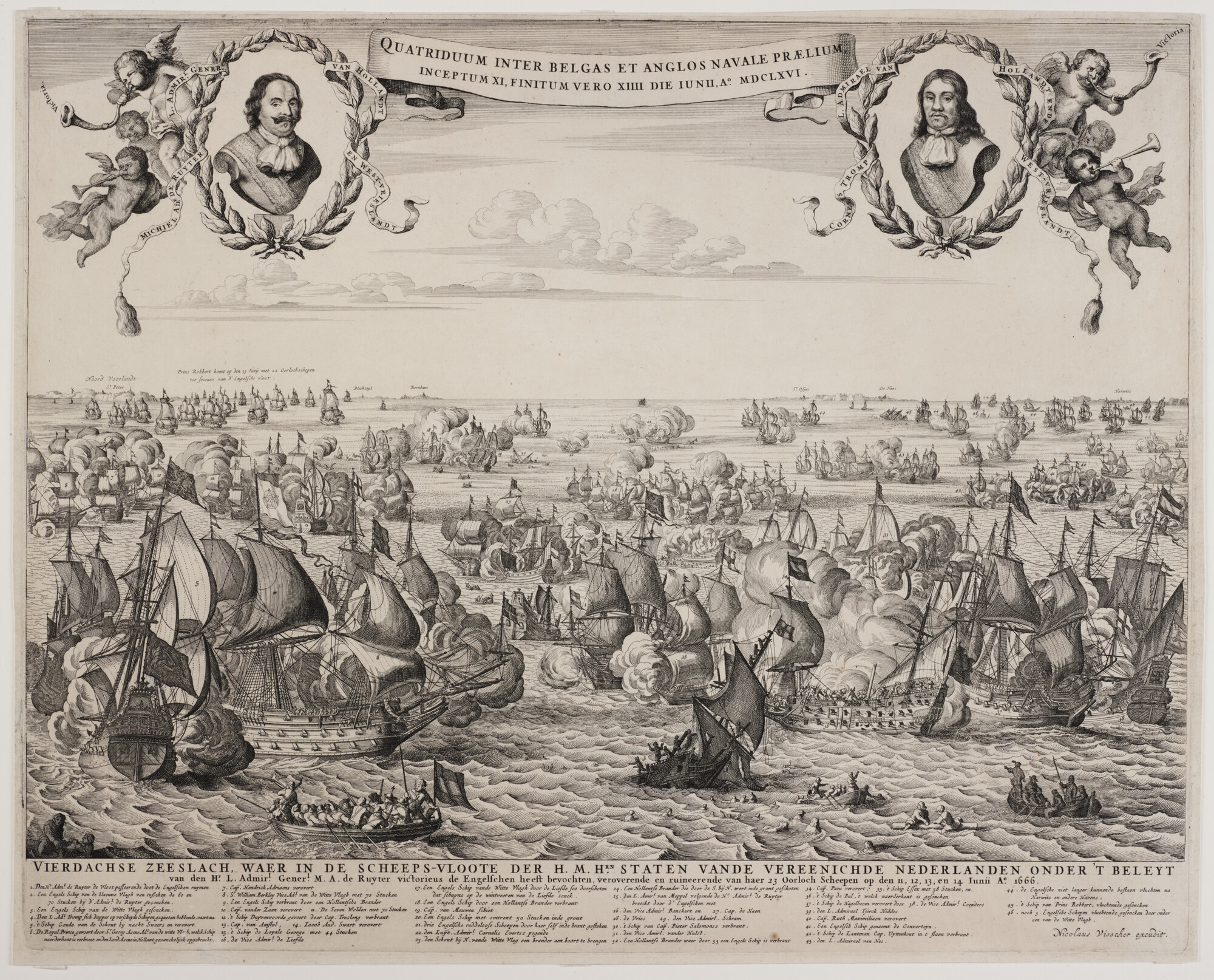 A.1082(02)a; De vierdaagse zeeslag, 1666; prent