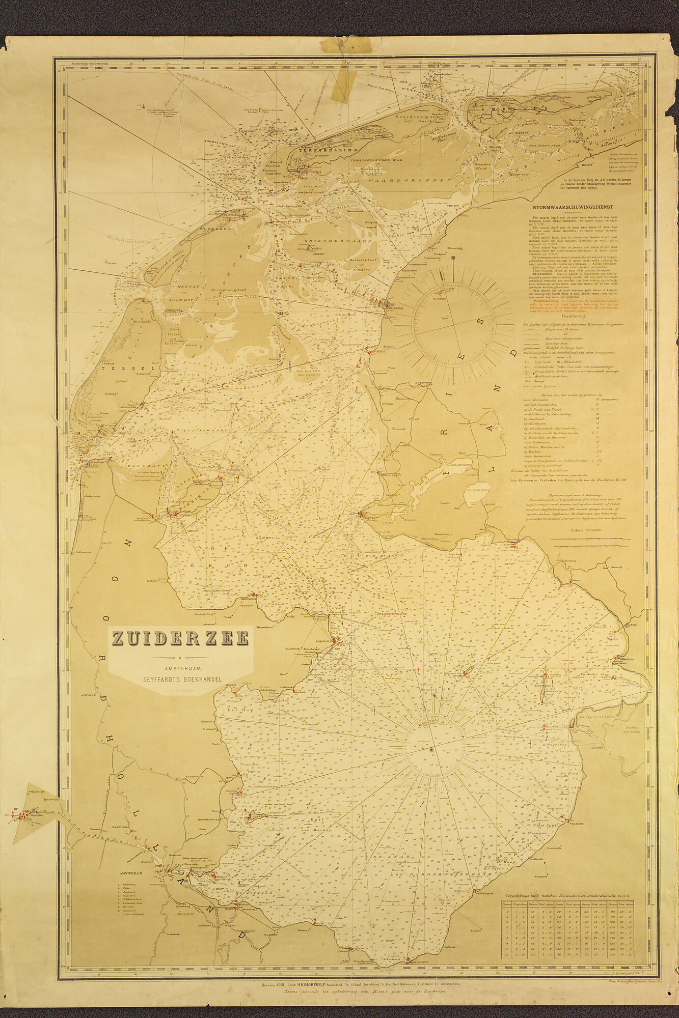 1993.0882; Kaart van de Zuiderzee bij Bom's Gids, door M.H. Blokpoel (KNMI Filiaal Amsterdam); zeekaart