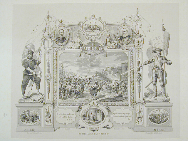 A.1656(32)2; Gedenkplaat op de 300-jarige herdenking van de inname van Den Briel, 1872; prent