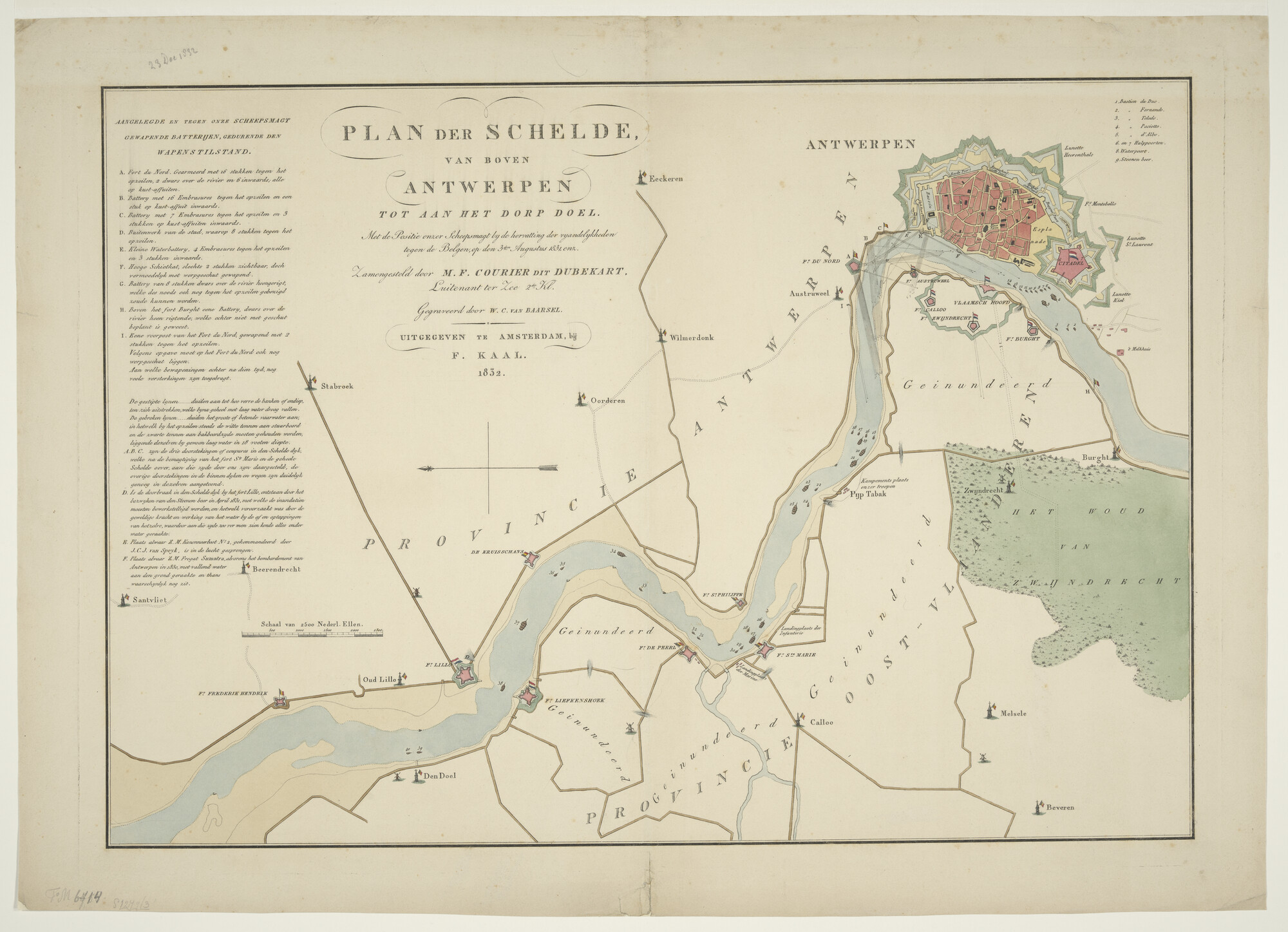S.1277(03)6o1; Kaart van de Schelde vanaf Antwerpen tot het dorp Doel; prent