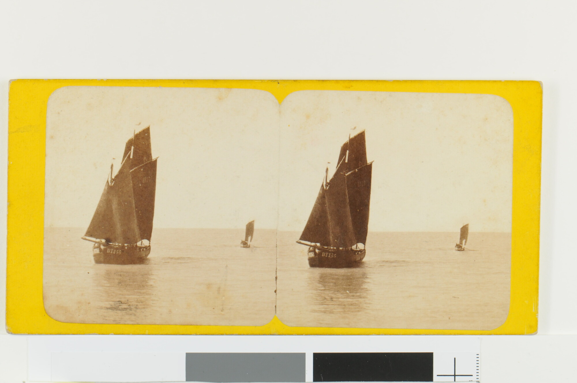 A.4485(02)14; Stereofoto van een zeilschip op de rede van Dieppe; foto