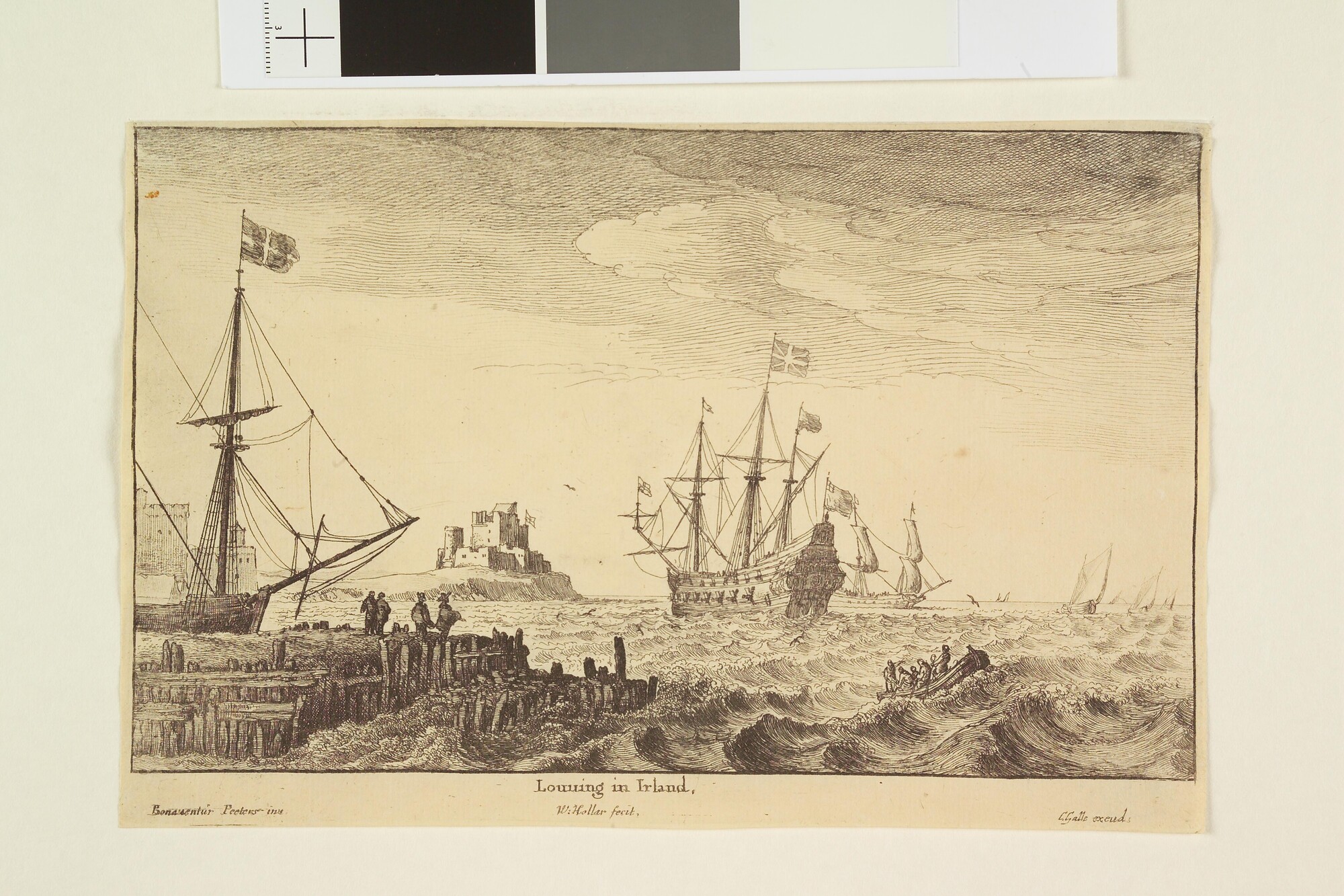 A.2495; Scheepvaart op de rede van Louving in Ierland; prent