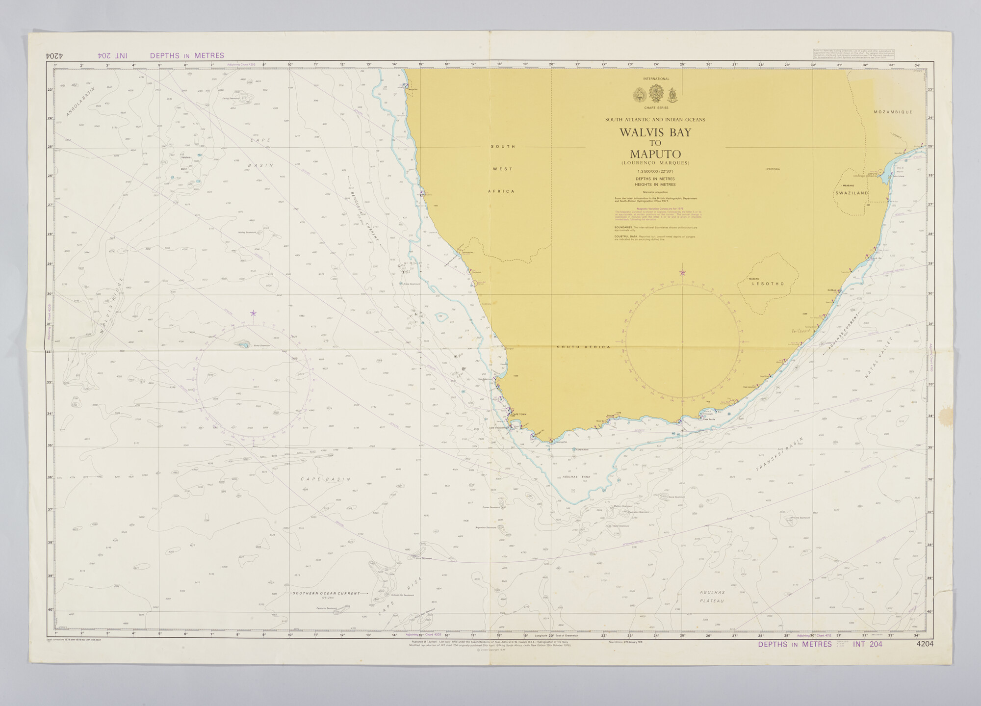 2019.1057-19; South Atlantic and Indian Ocean, Walvis Bay to Maputo; zeekaart
