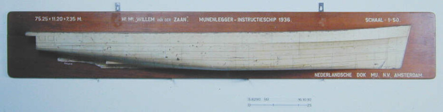 S.6290(06); Halfmodel van de mijnenlegger-instructieschip Hr.Ms. Willem van der Zaan; scheepsmodel