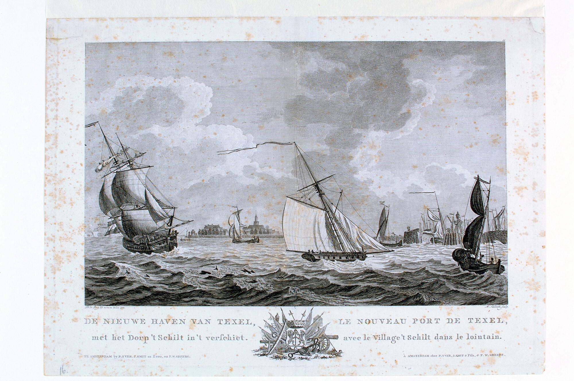 A.0149(0779); Haven van Texel, met het Dorp 't Schilt in 't verschiet"; prent