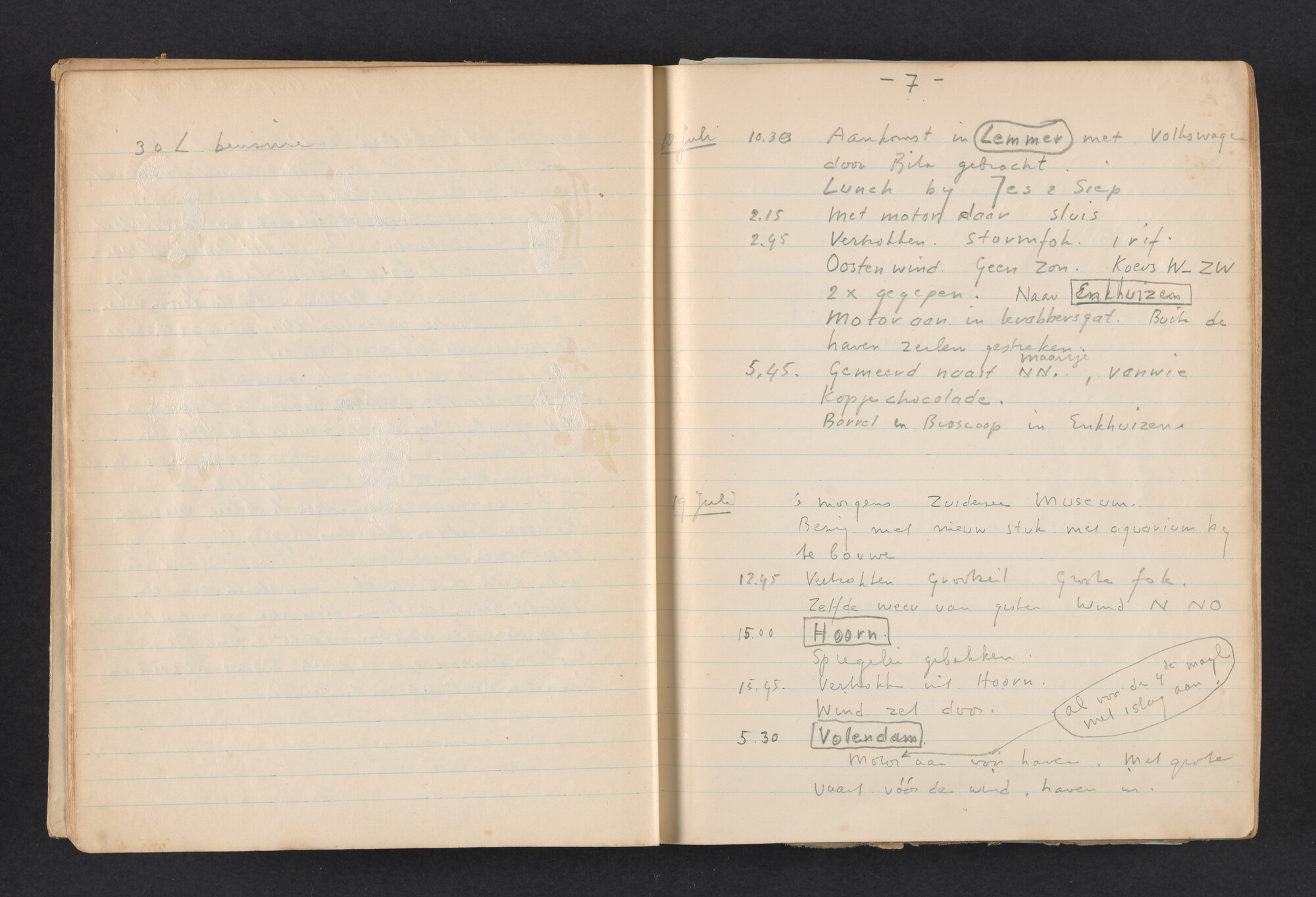 2017.0792; Logboek c.q. fotoalbum van reizen met zeeschouw Grutto in Nederland, 1955-1957; logboek