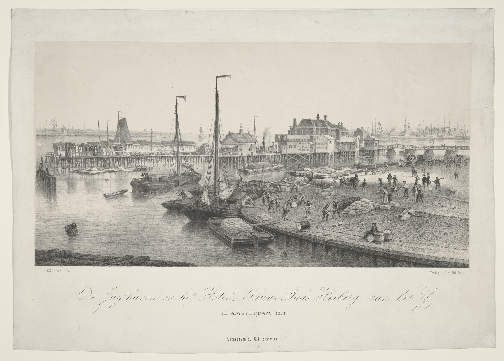 A.3183; De Jachthaven aan het IJ te Amsterdam; prent