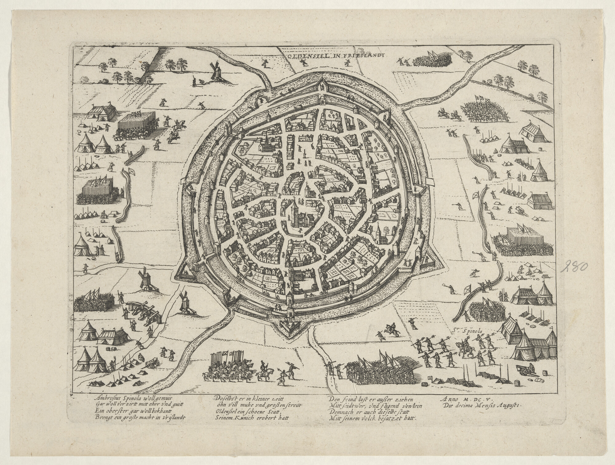 A.0145(027)363; Oldenzaal door Spinola veroverd, 10 augustus 1605; prent