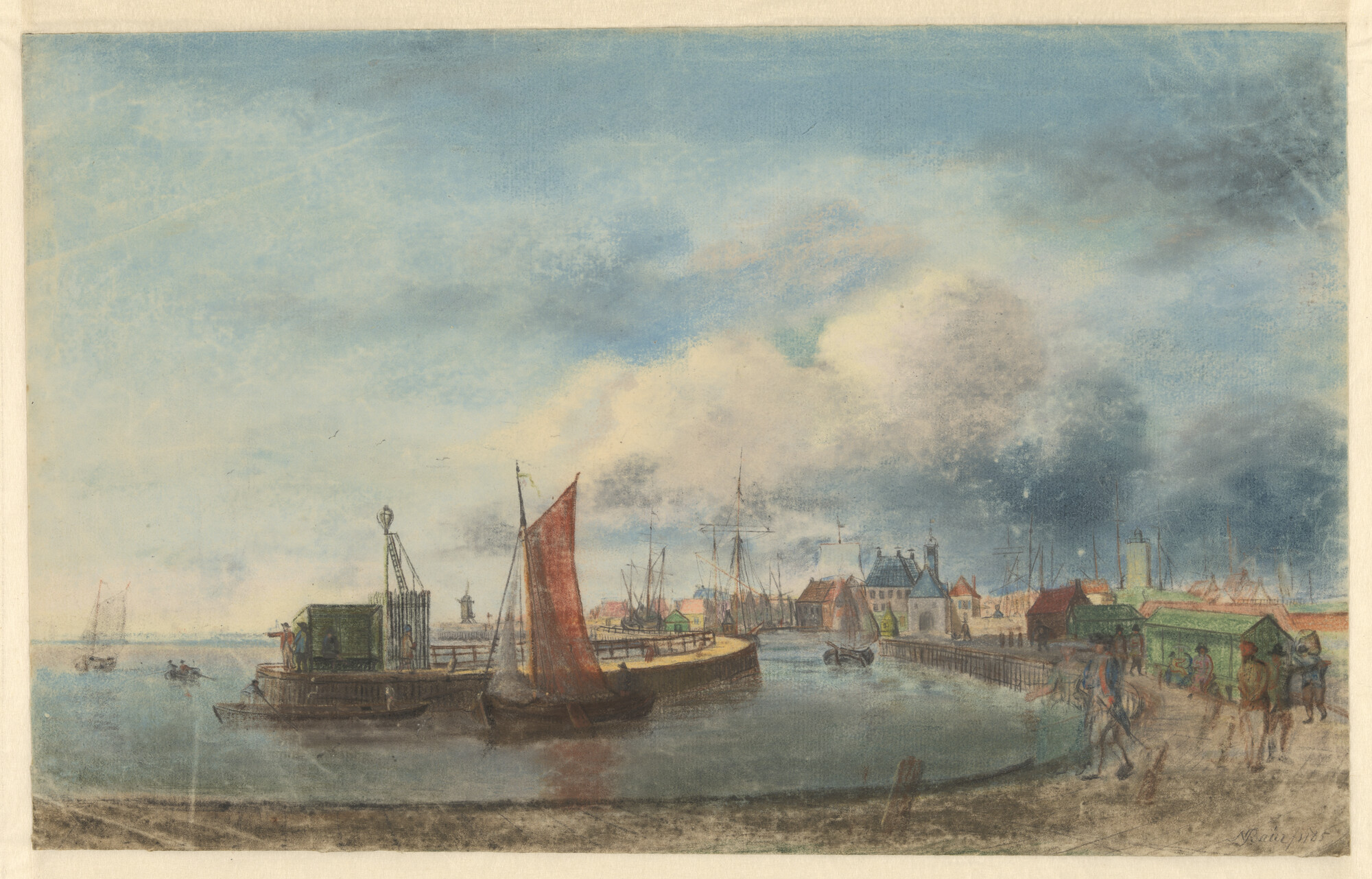 S.1603(30); De haven van Harlingen; tekening
