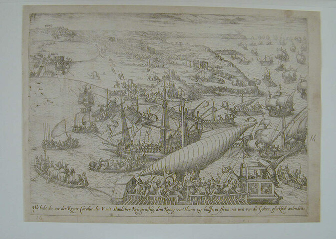 A.0145(027)003; Komst van de vloot van Keizer Karel V in Tunis in 1535; prent