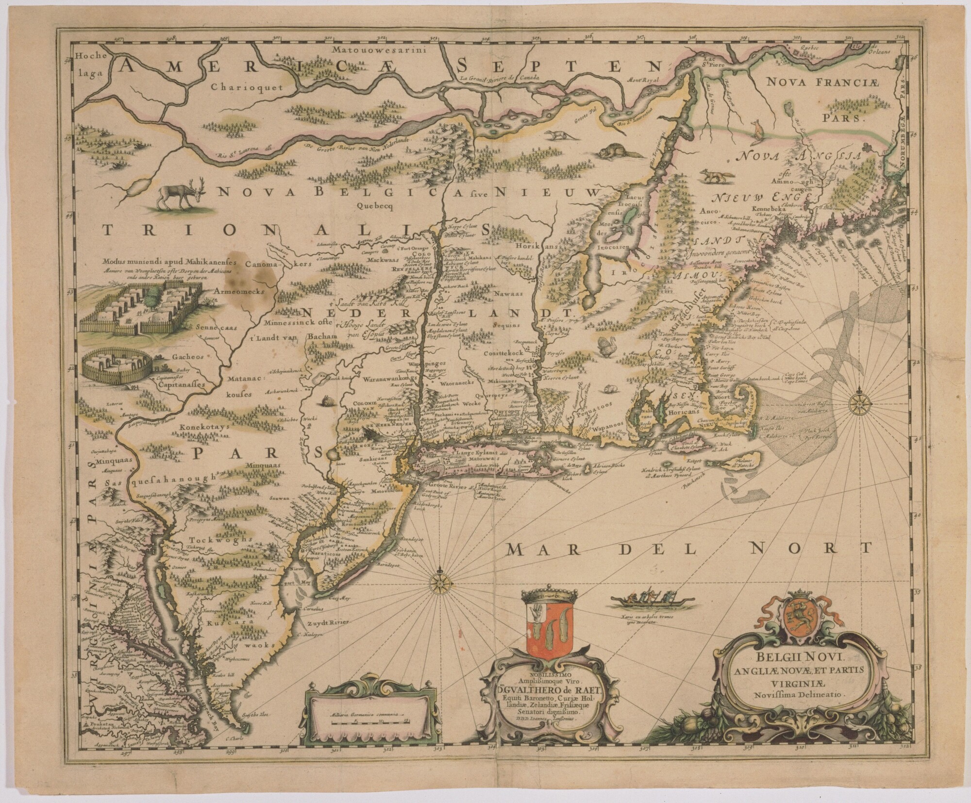 A.3058(01); Kaart van Nieuw Nederland , Nieuw Engeland en een deel van Virginia; landkaart