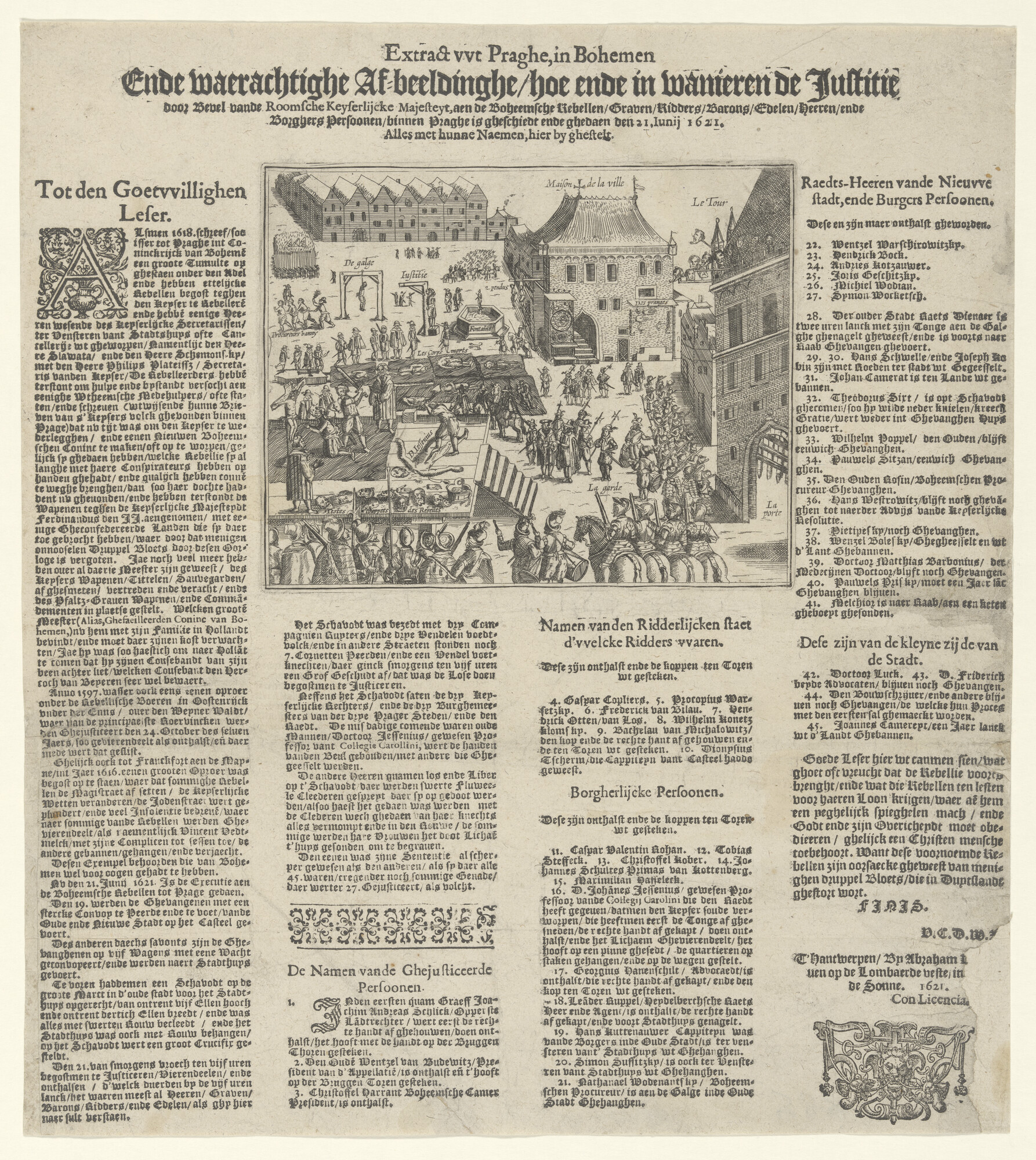 A.0145(027)443; Executie te Praag der Boheemse Groten, 1621; prent