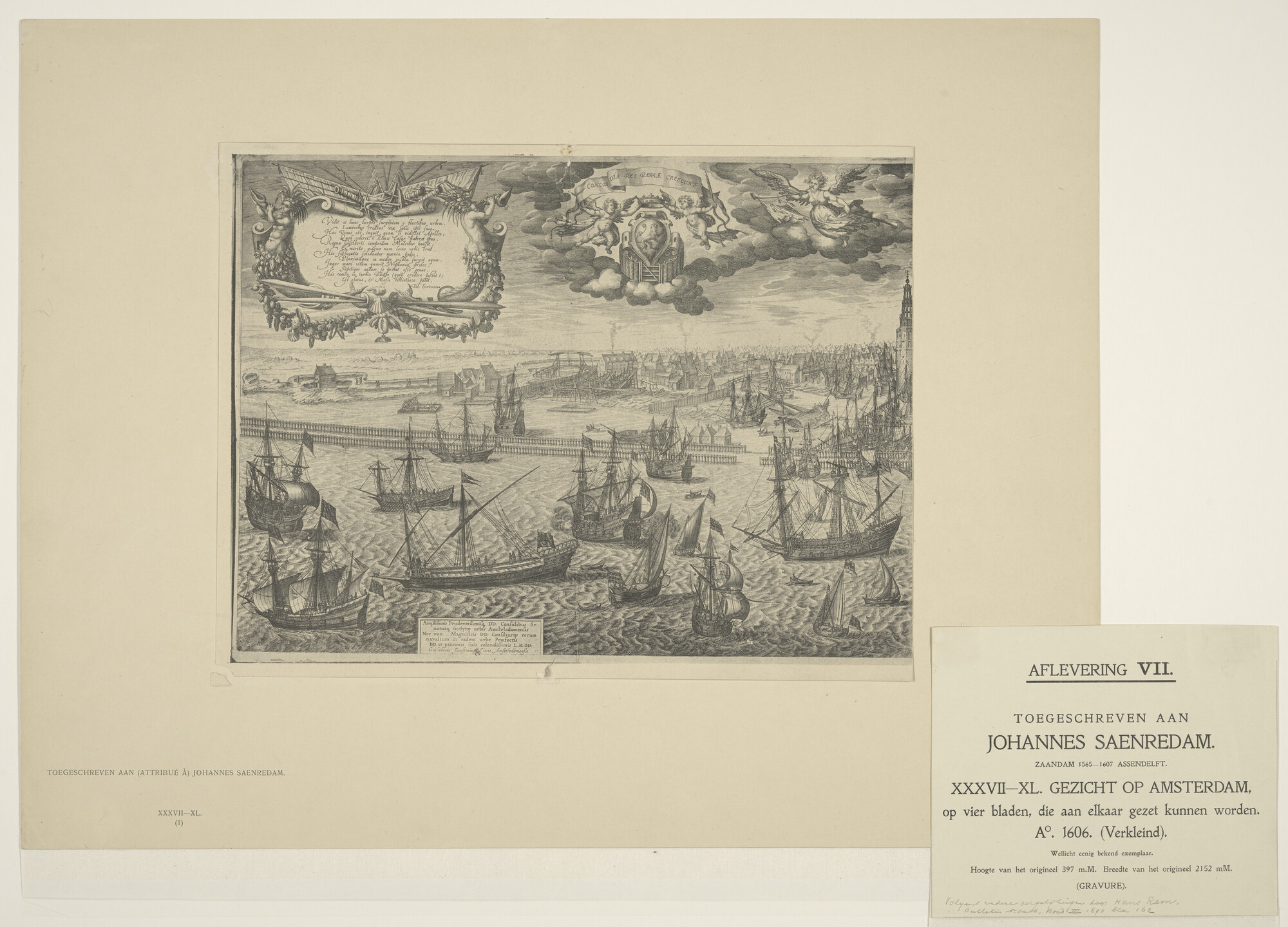 A.0582(04)1; Reproductie van deel 1 van 4 van een profiel van Amsterdam uit 1606; prent