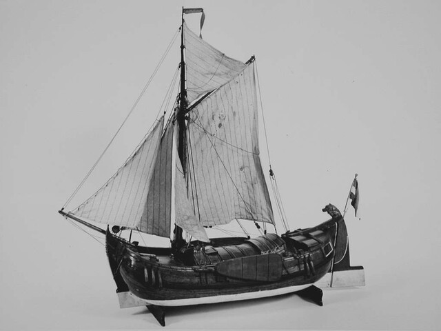 A.0149(0022); Model van het Zuid-Hollandse gaffelschip De Jonge Pieter; scheepsmodel