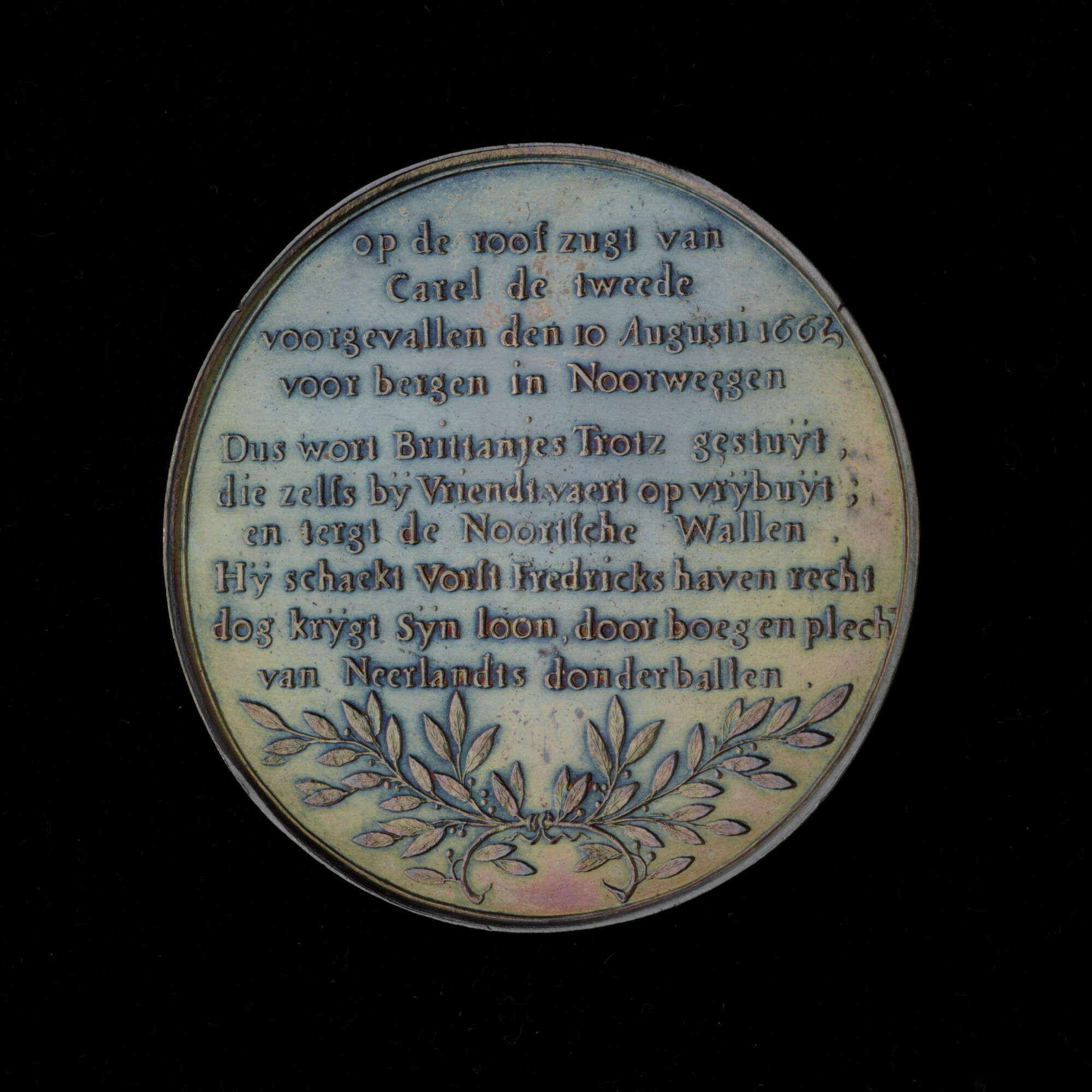 A.0027(067); Penning geslagen op de overwinning op de Engelse vloot behaald in de haven van Bergen, 1665; penning