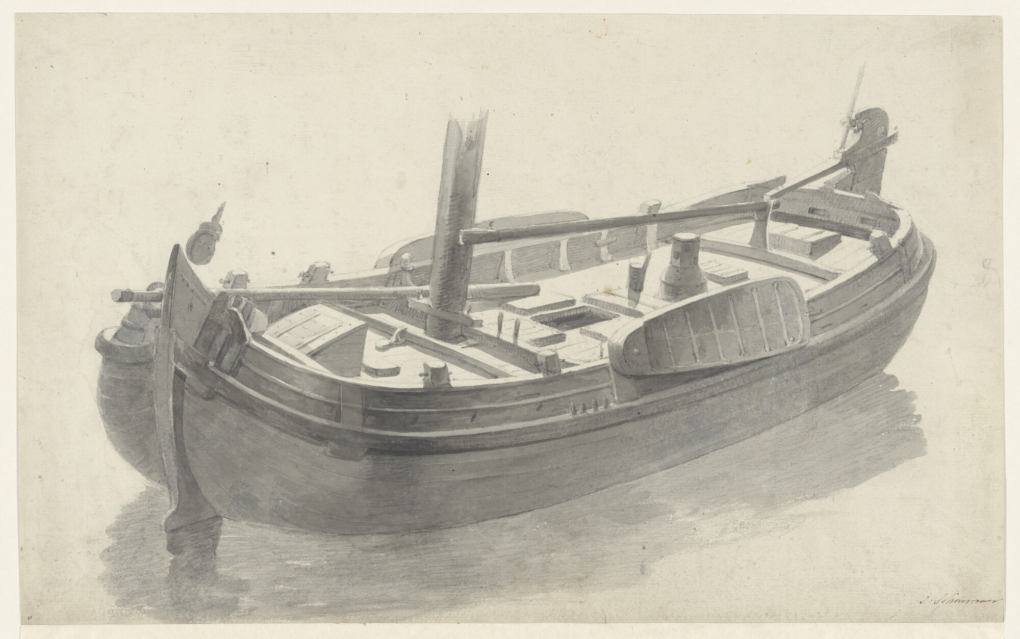A.0149(0381); De romp van een Zwartewaalse gaffelaar; tekening