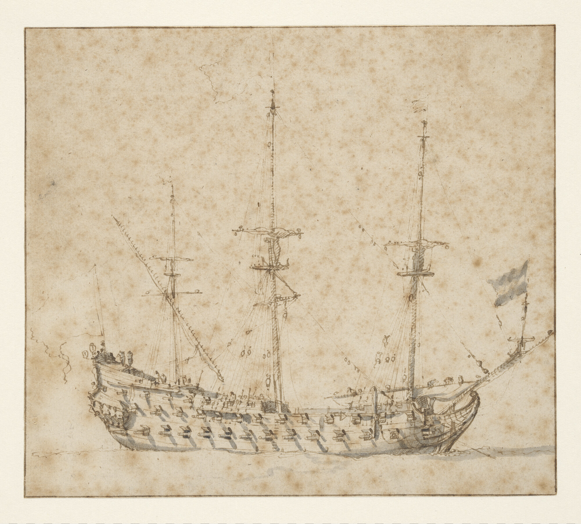 A.0944(02); Het oorlogsschip De Zeven Provinciën; tekening