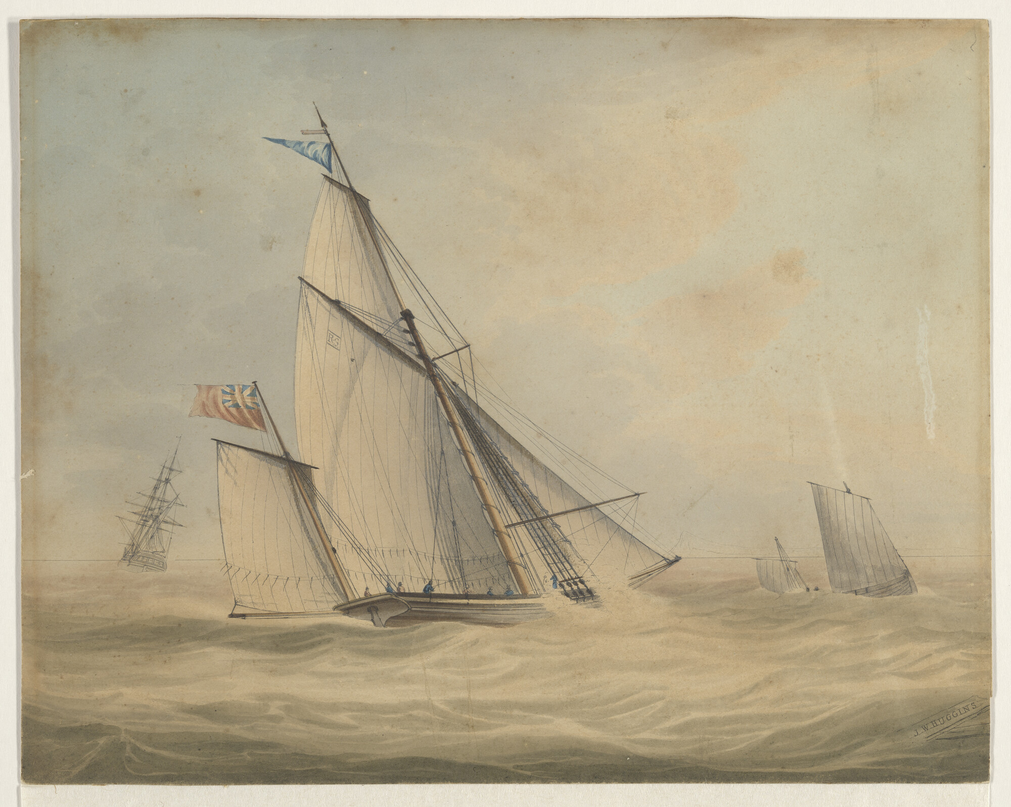 A.1754(03); Zeiljacht van de Royal Yacht Club te Spithead, augustus 1832; tekening