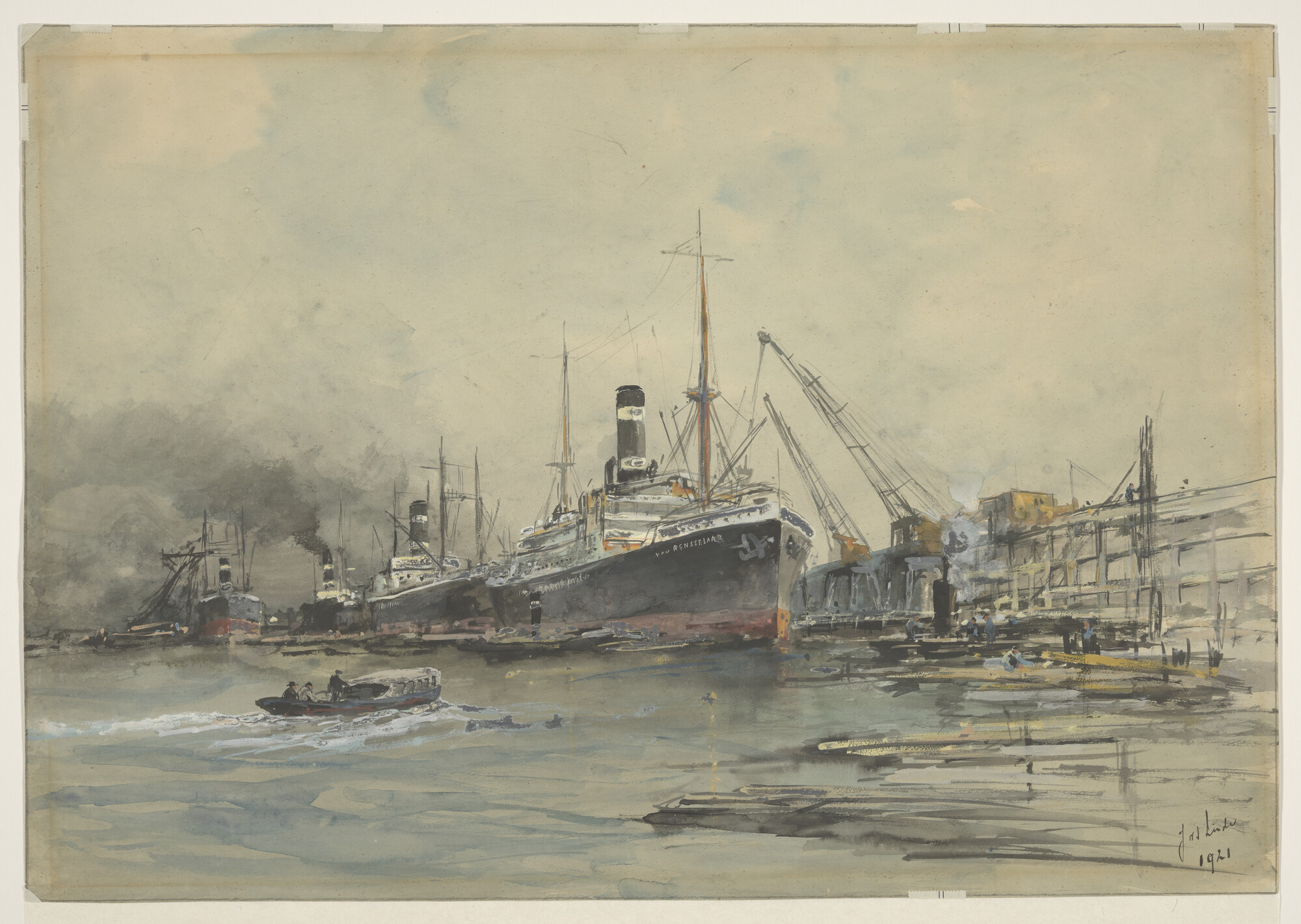 S.3088(01); Het passagiersschip ss. 'Van Rensselaer' van de Koninklijke West Indische; tekening