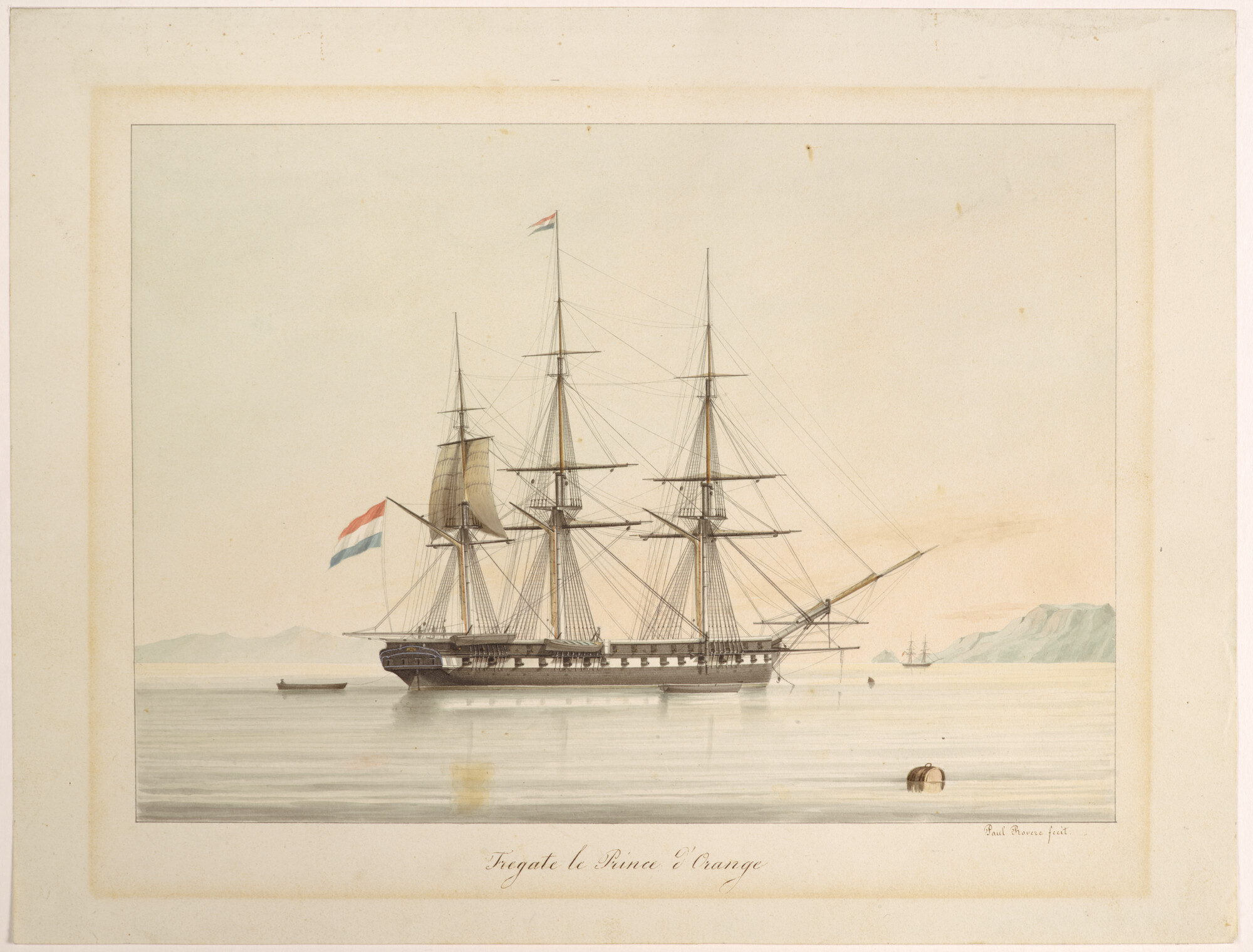 A.0892; Het fregat Zr.Ms. 'Prins van Oranje'; tekening