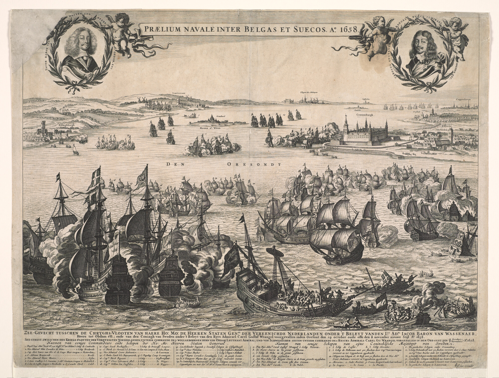 A.0929(03); Prent van de Zeeslag in de Sont, 1658; prent