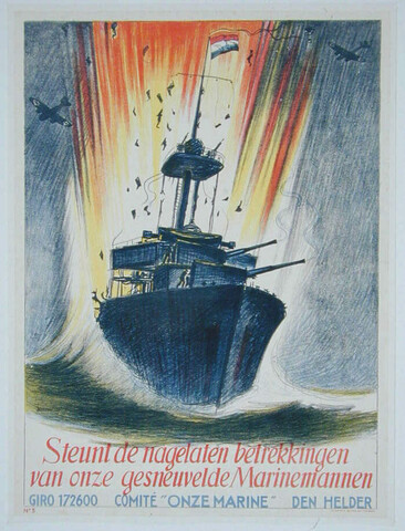 A.5755(01); Steunt de nagelaten betrekkingen van onze gesneuvelde Marinemannen; affiche