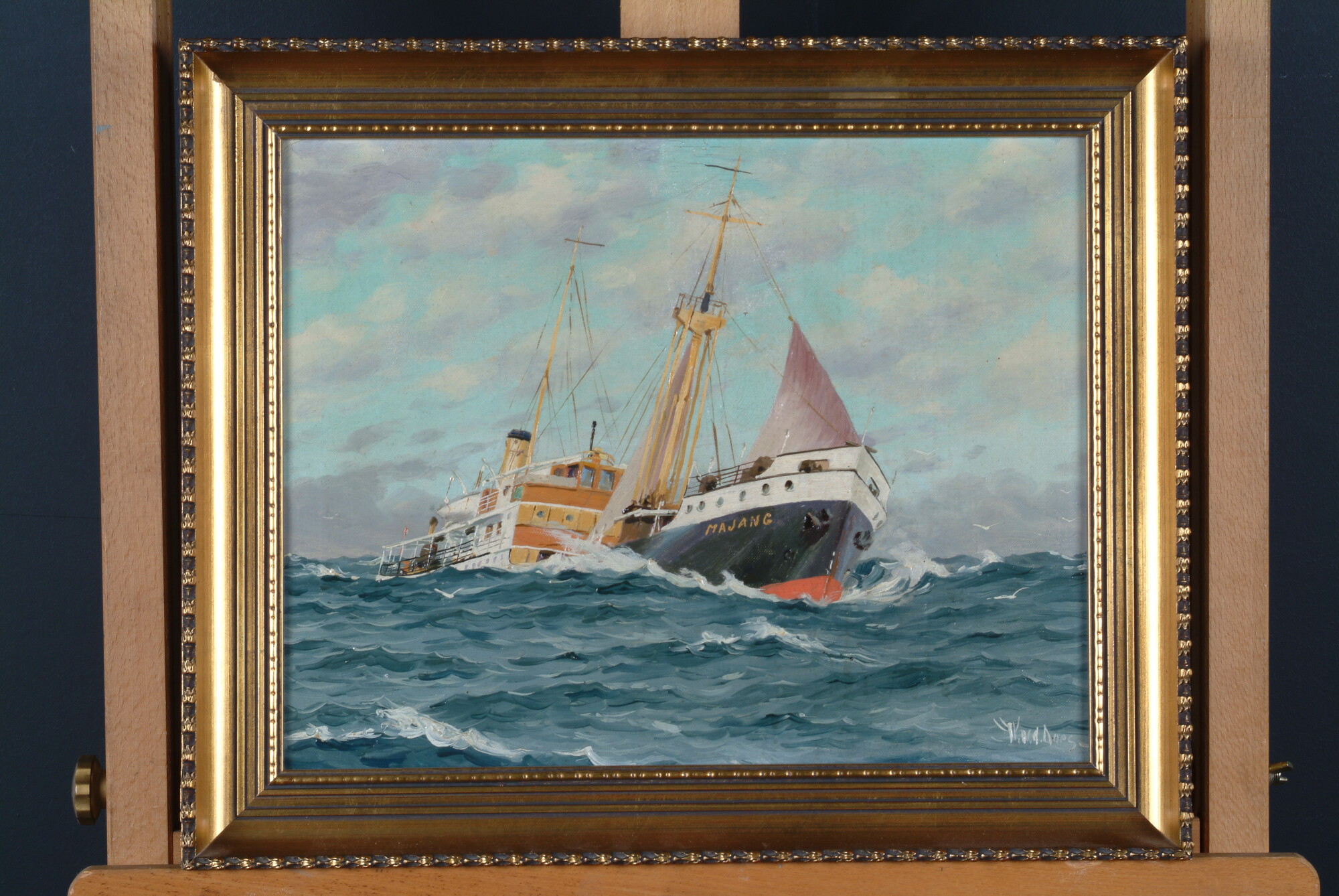 2003.0874; Het ms. Majang van de Koninklijke Paketvaart-Maatschappij; schilderij