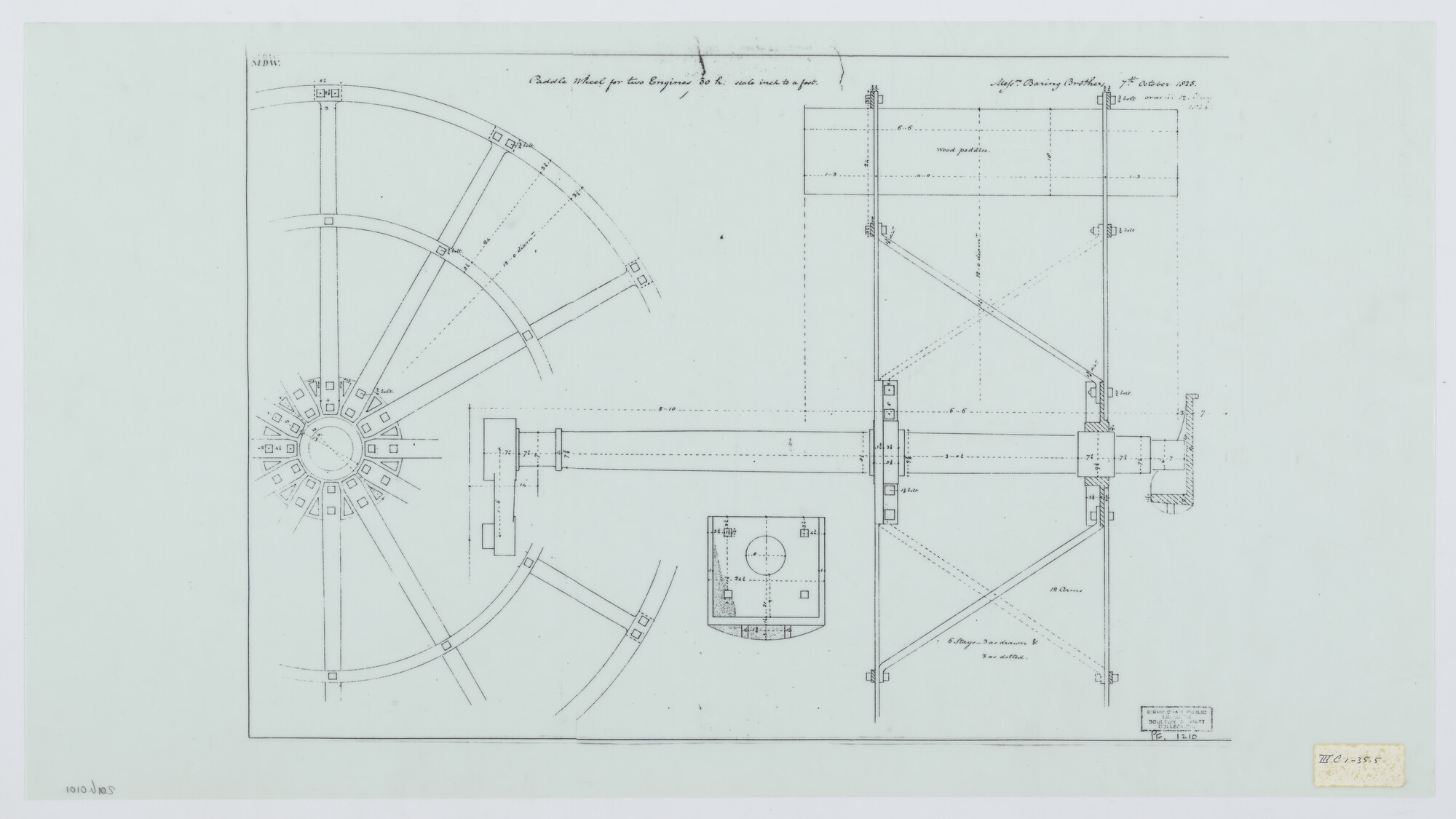 2016.0101; Scheprad van de radersleepboot Noord-Holland; technische tekening