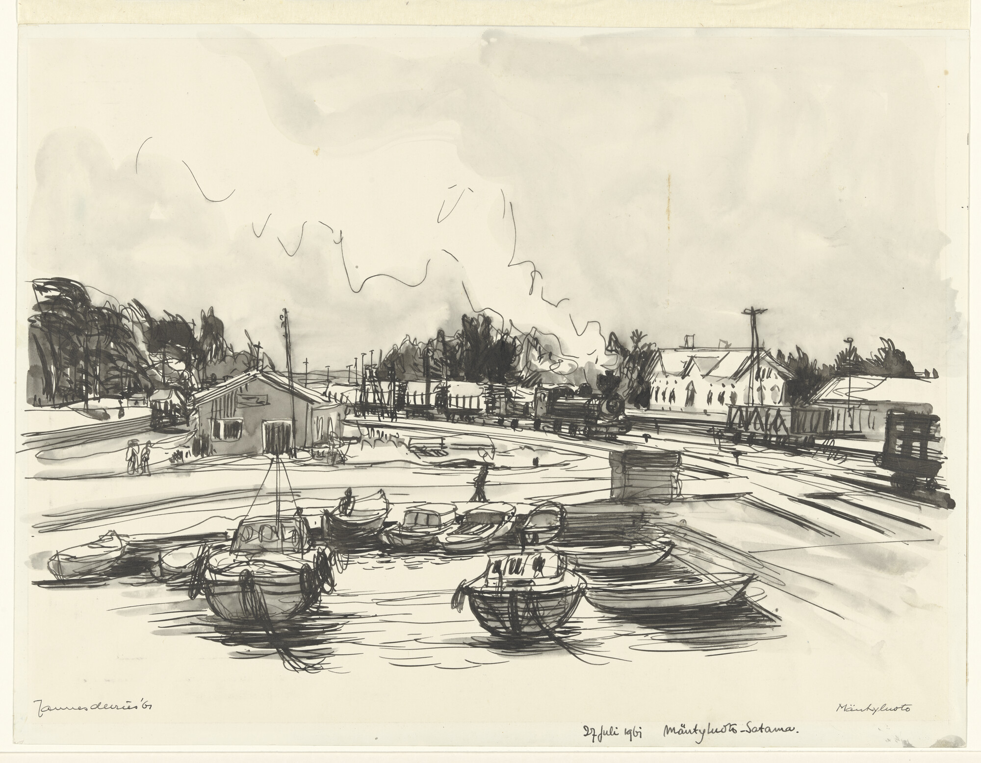 A.5568(04); Spoorwegstation bij de haven van Mäntyluoto in Finland; tekening