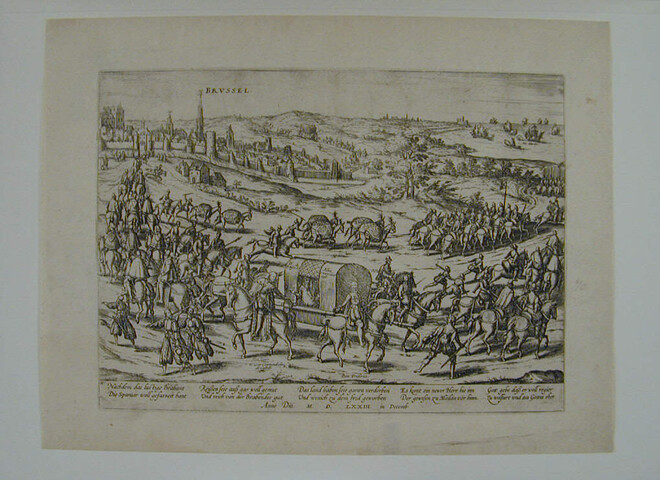 A.0145(027)134; Alva vertrekt uit Brussel, december 1573; prent